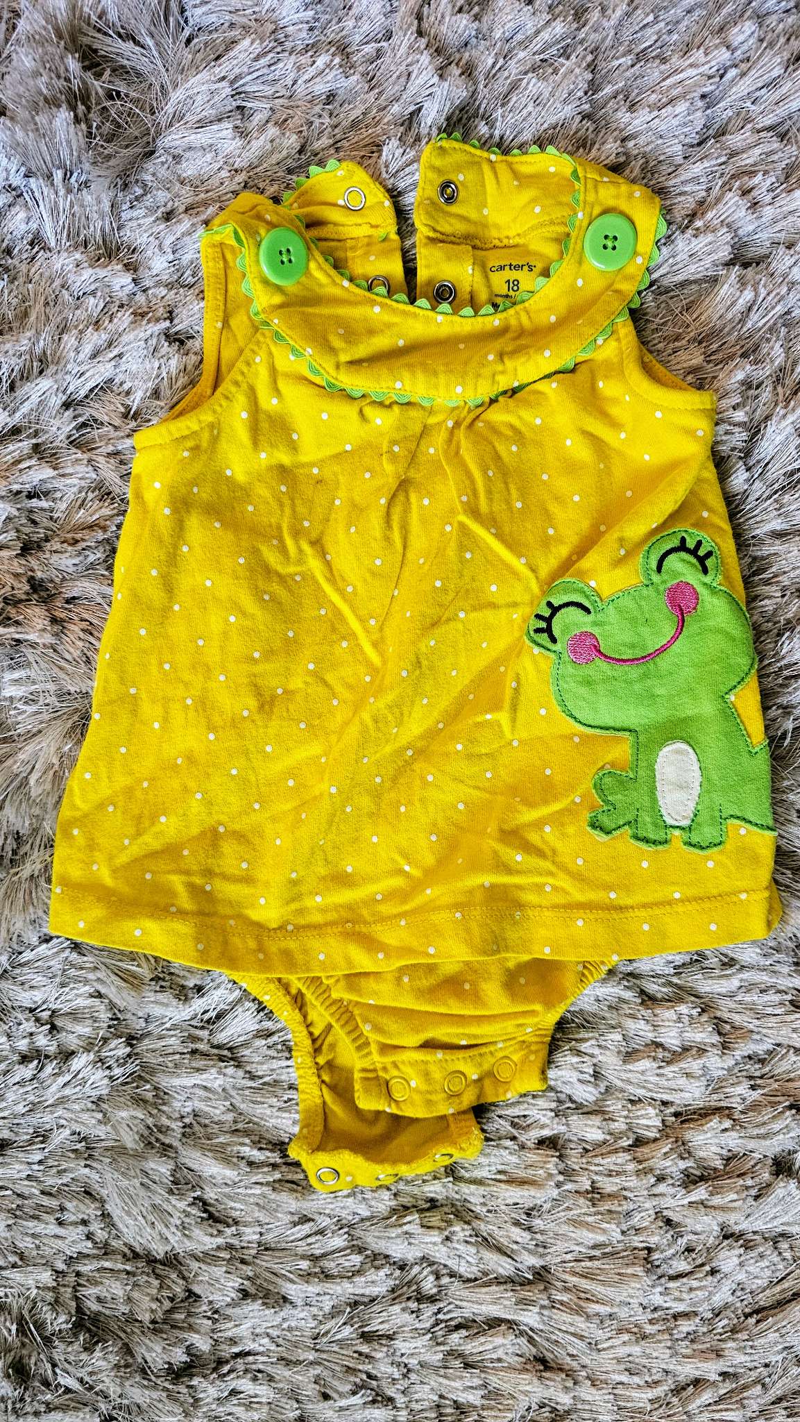 Carter's Girls Yellow Frog Onesie – 18 months, Kids 18 Month (12-18M)
