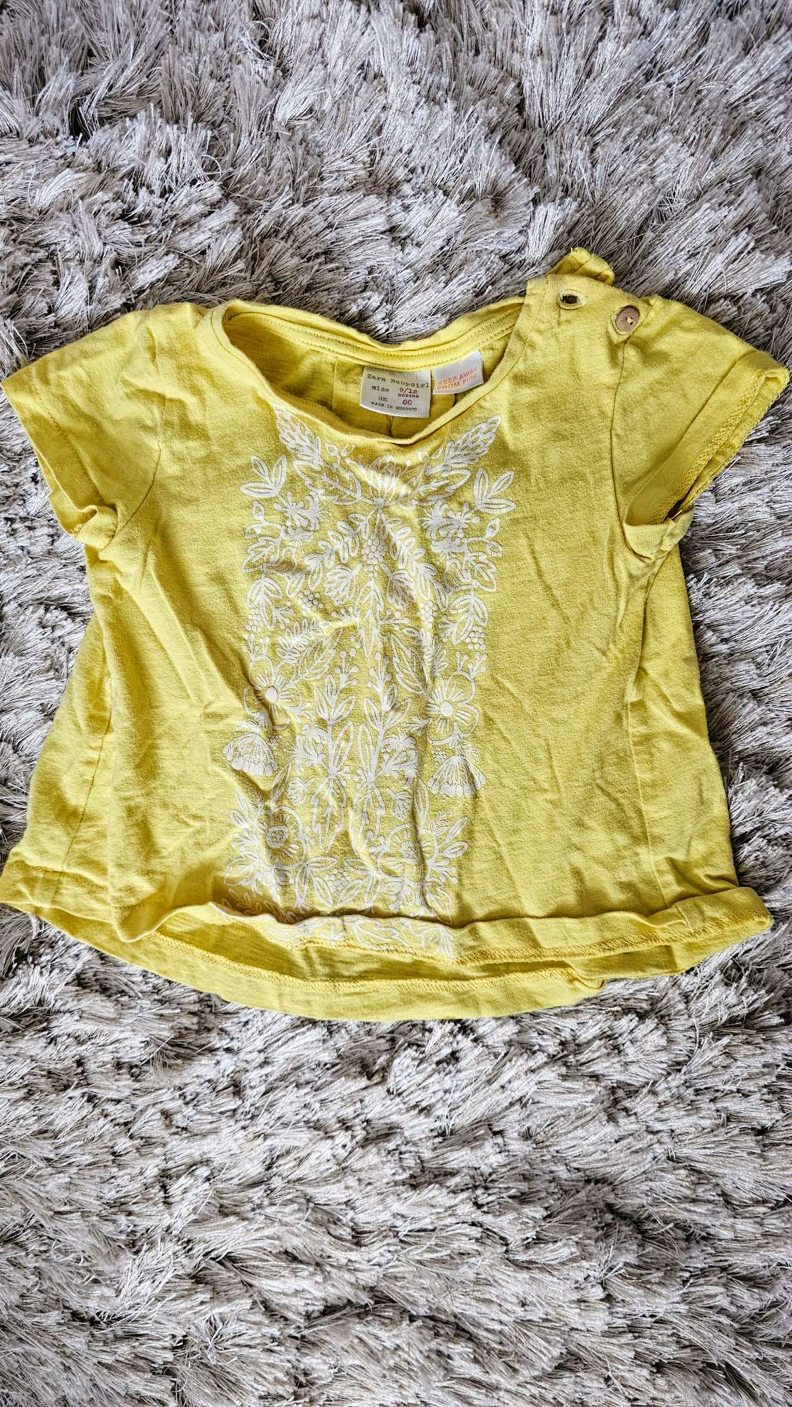 Zara Baby Girls Yellow Embroidered Shirt – 9 months , Kids 9 Month (6-9M)