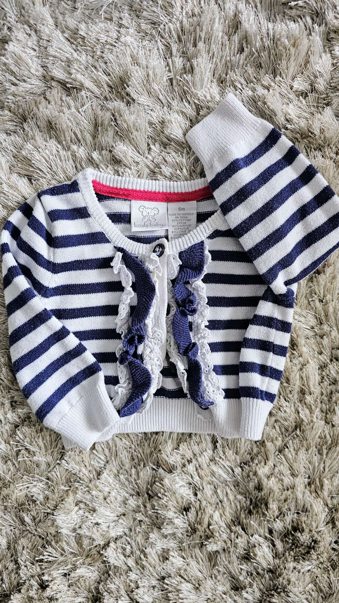Koala Baby Girls Striped Cardigan – 6 months , Kids 6 Month (3-6M)