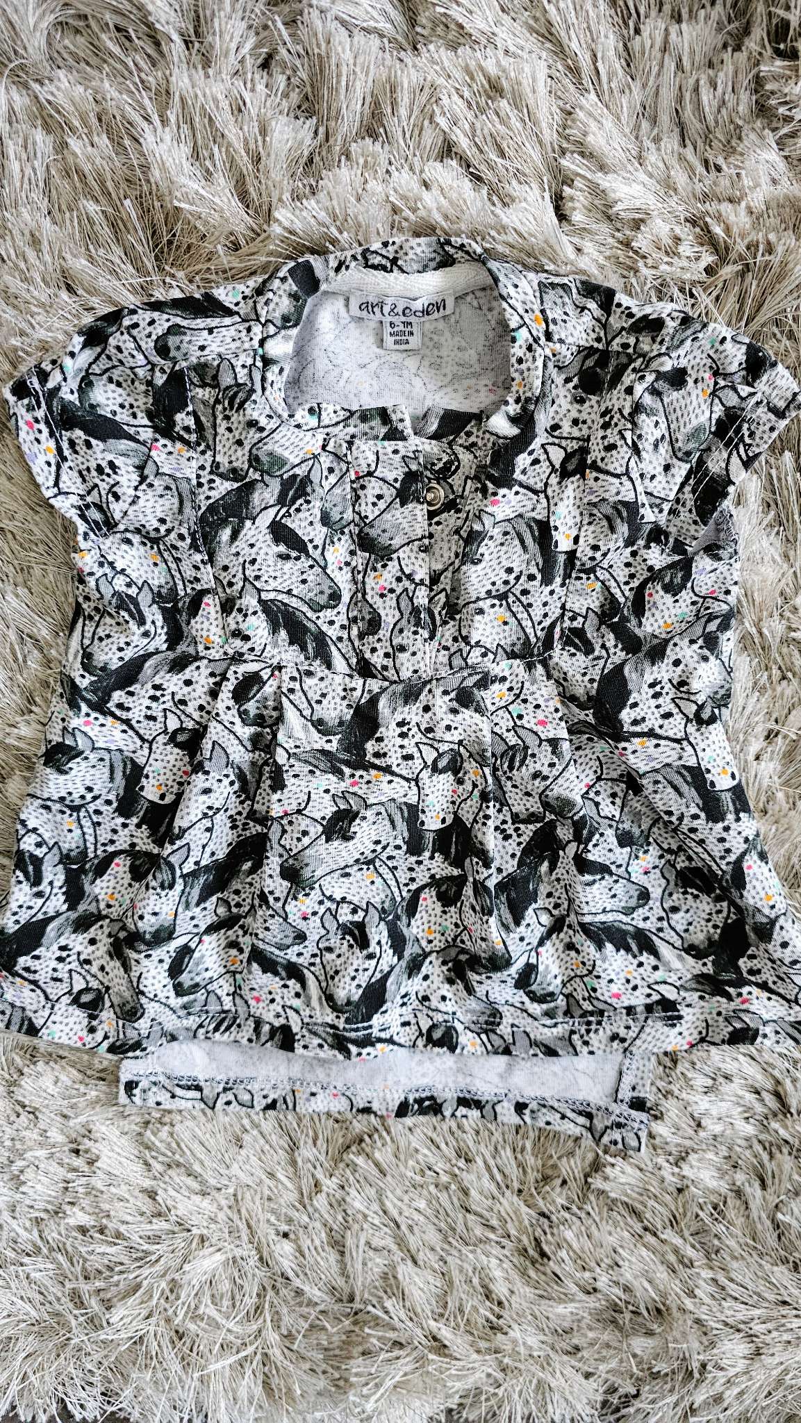 Art & Eden Girls Horse Print Shirt - 6 months, Kids 6 Month (3-6M)