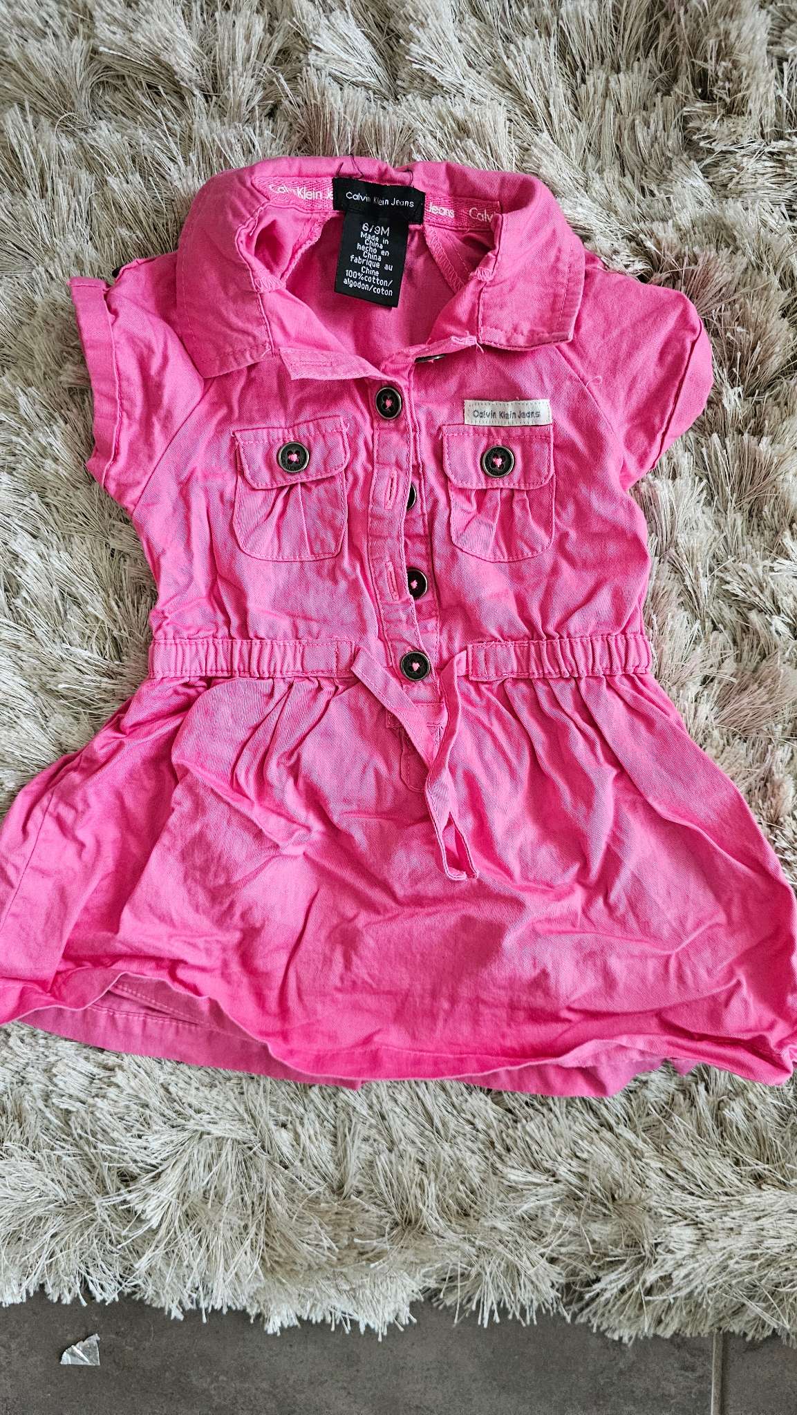 Calvin Klein Girls Pink Shirt Dress – 6 months, Kids 6 Month (3-6M)