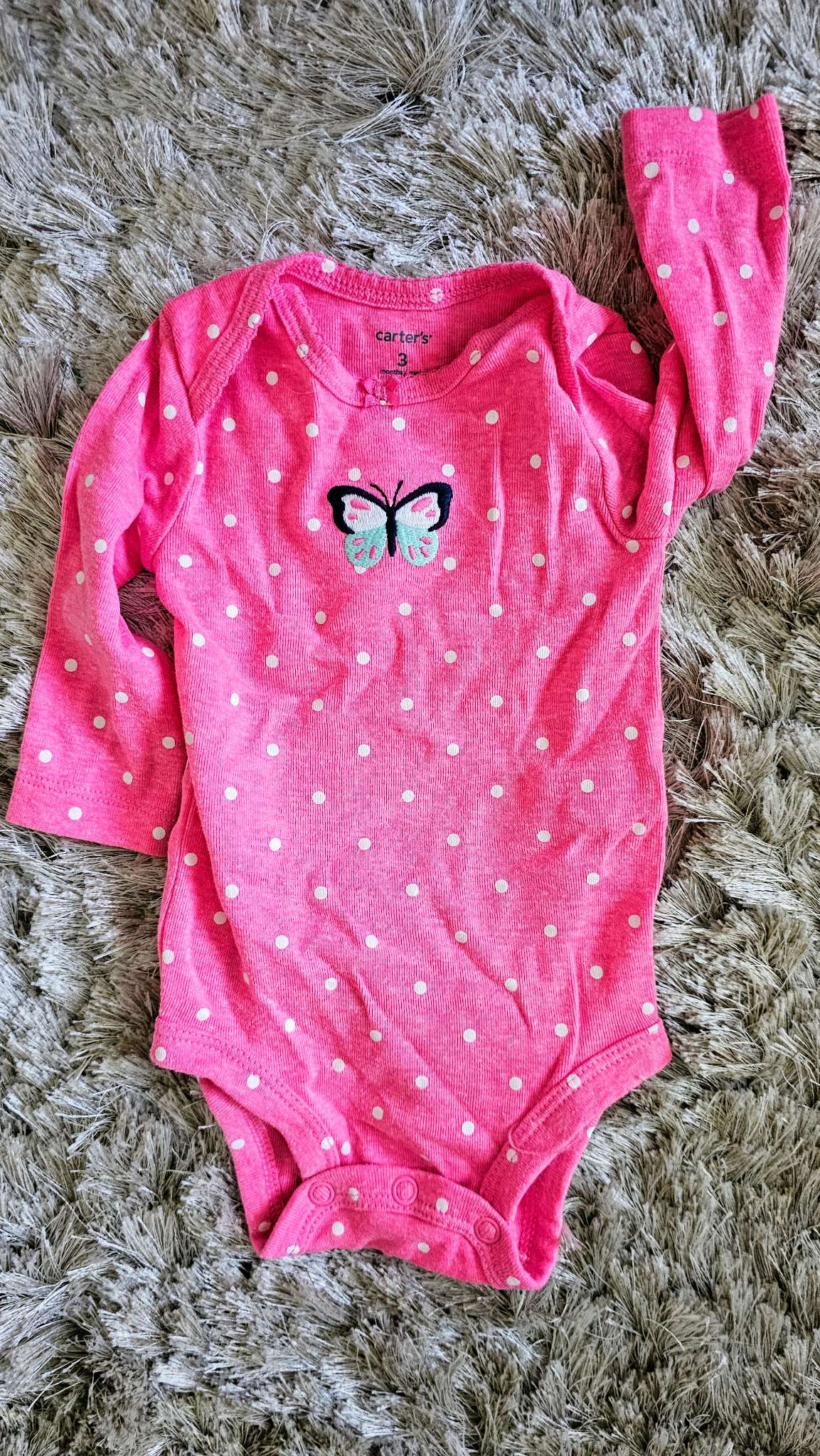 Carter's Girls Pink Butterfly Onesie – 3 months, Kids 3 Month (0-3M)