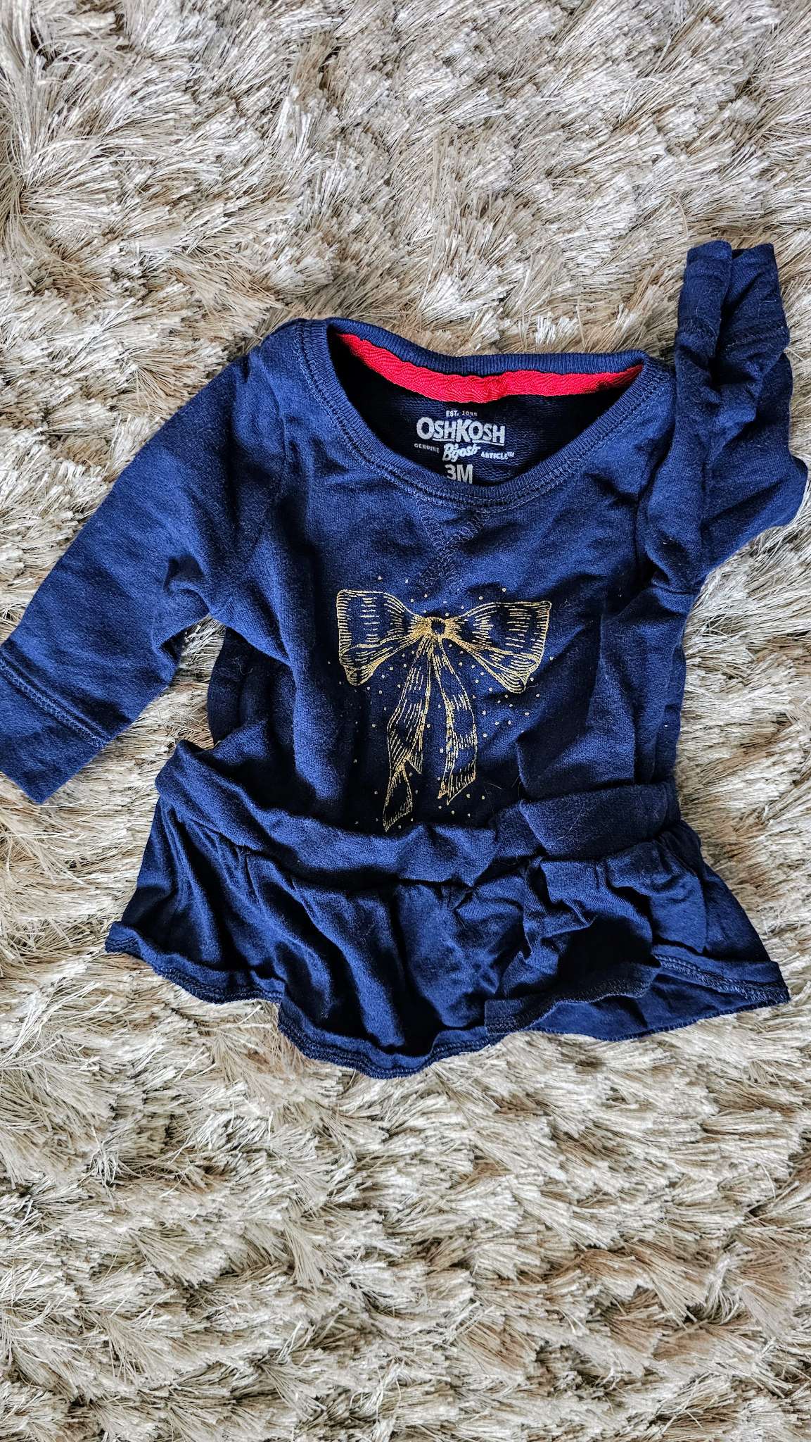 OshKosh Girls Blue Bow Shirt – 3 months , Kids 3 Month (0-3M)