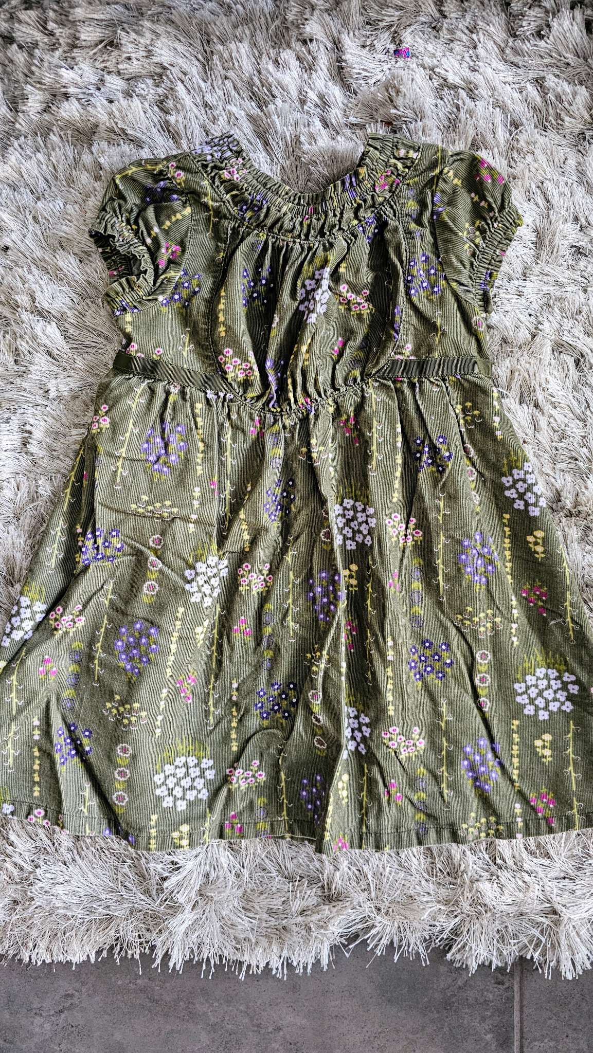 Gymboree Olive Green Floral Dress – (Size 2), Kids 2T