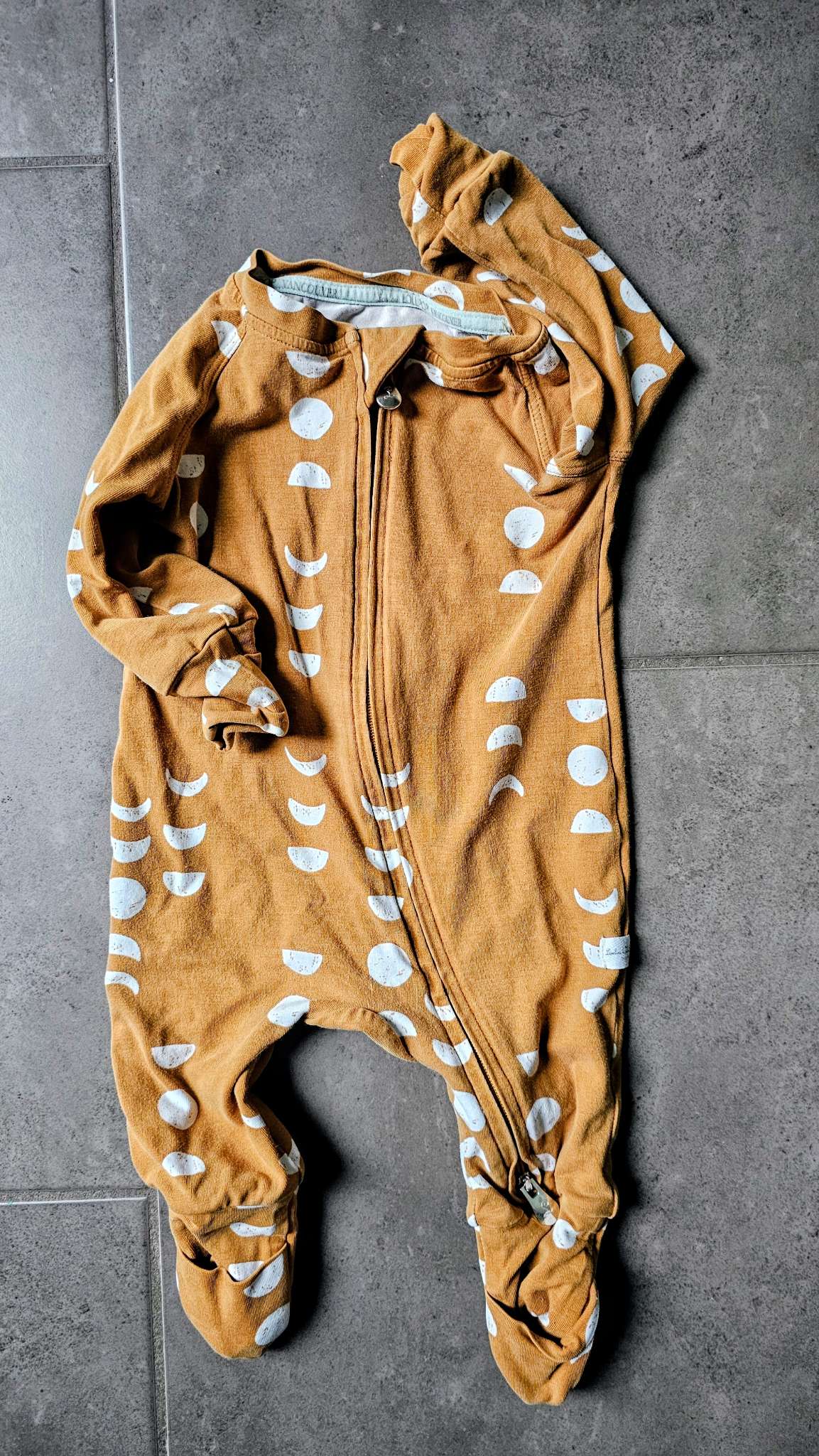 Saulou Lollipop Mustard Moon Phase Footed Onesie - 0-3 months – , Kids 3 Month (0-3M)