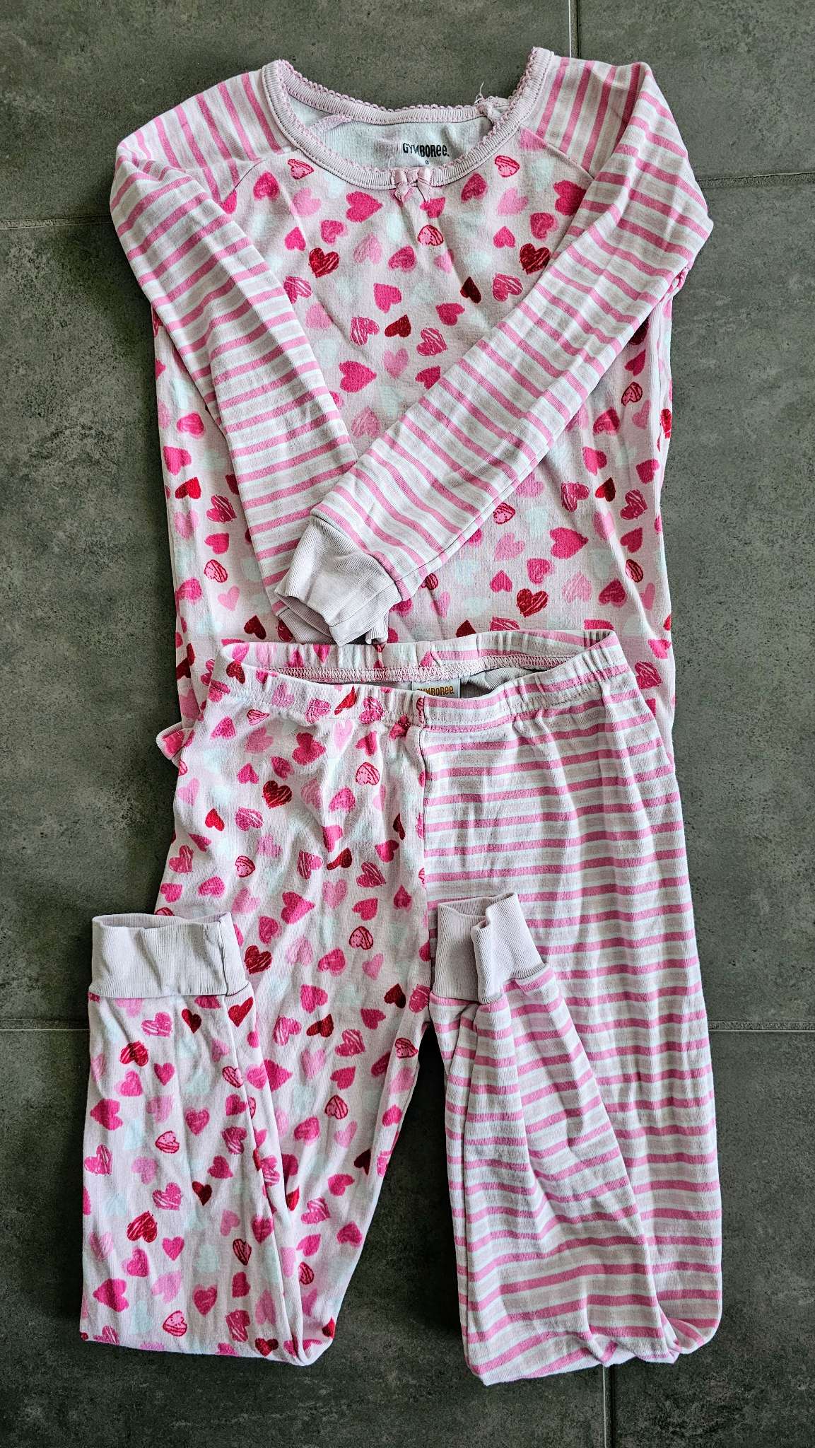 Gymboree Pink Hearts & Stripes Pajama Set – (Size 6), Kids 6/6X