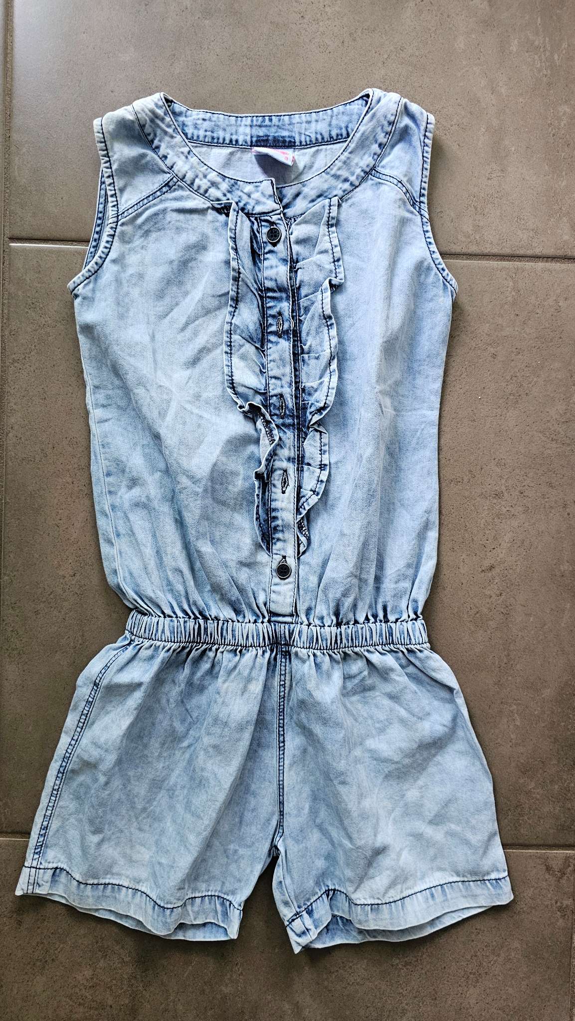 Daji Light Denim Ruffle Romper – (Size 8), Kids 8