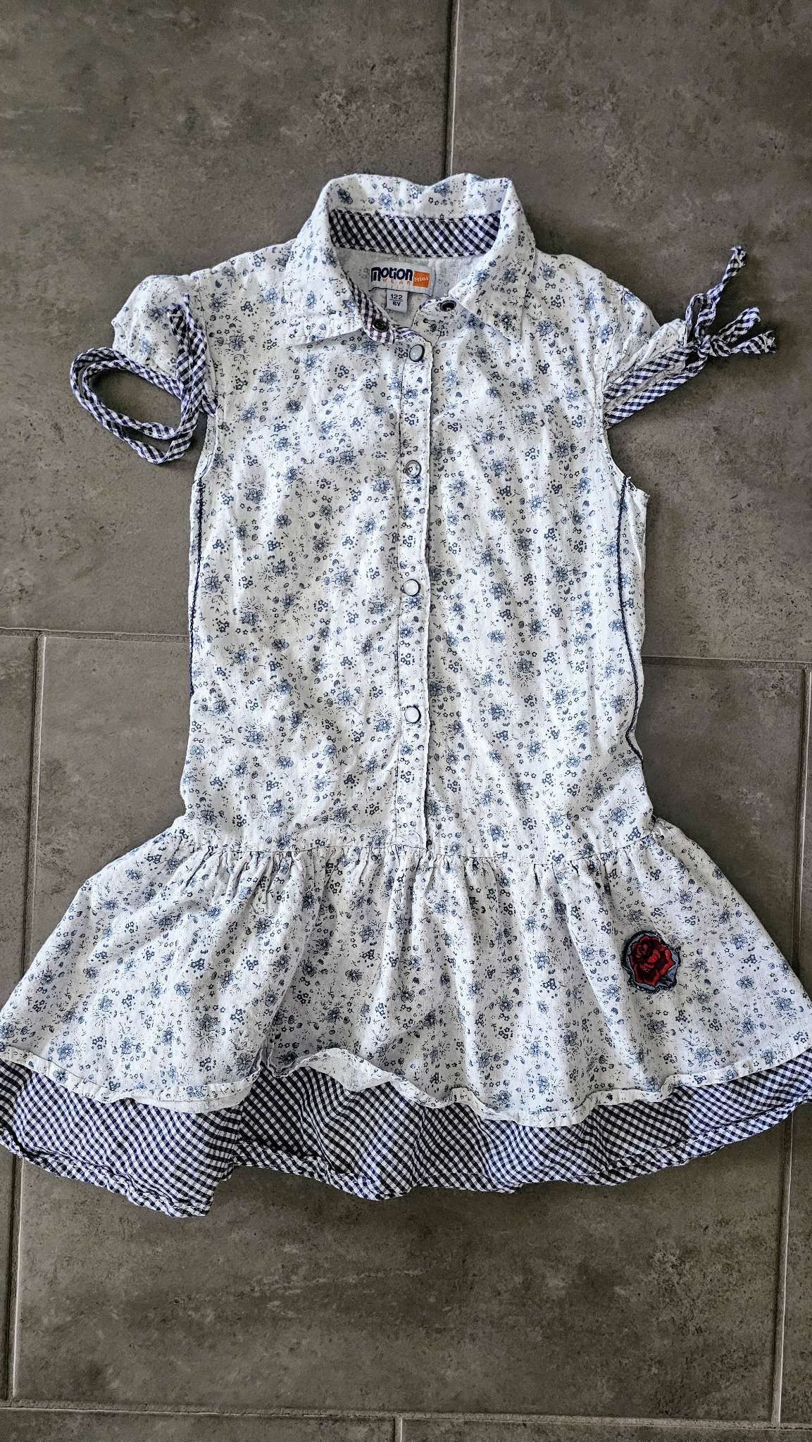 Motion Mini Year White/Blue Floral Dress – size 6, Kids 6/6X