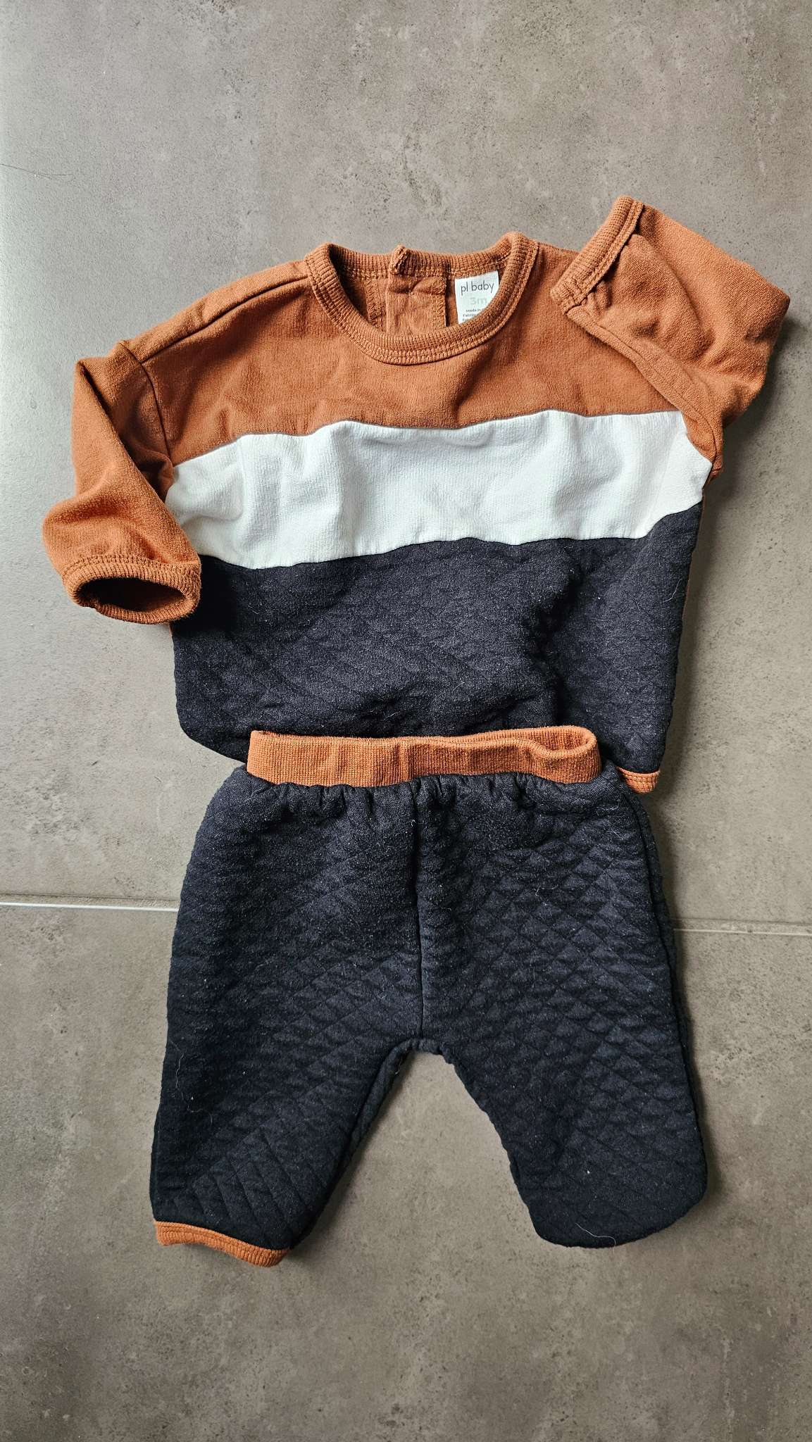 PL Baby Colour-Block Quilted Set 100% Cotton (3 Months), Kids 3 Month (0-3M)