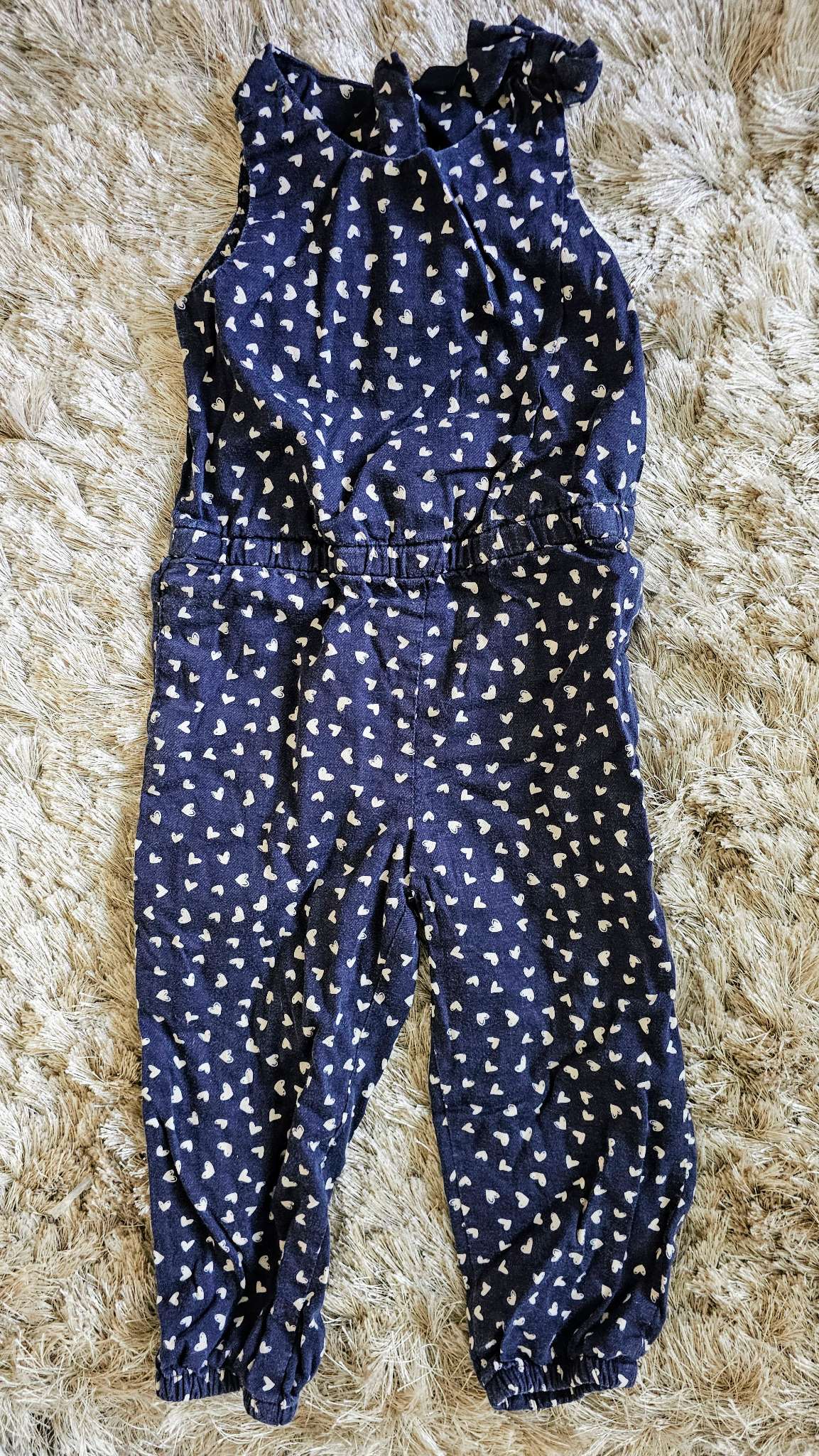 Gap Navy Heart Jumpsuit 100% Cotton Lining (Size 3), Kids 3T
