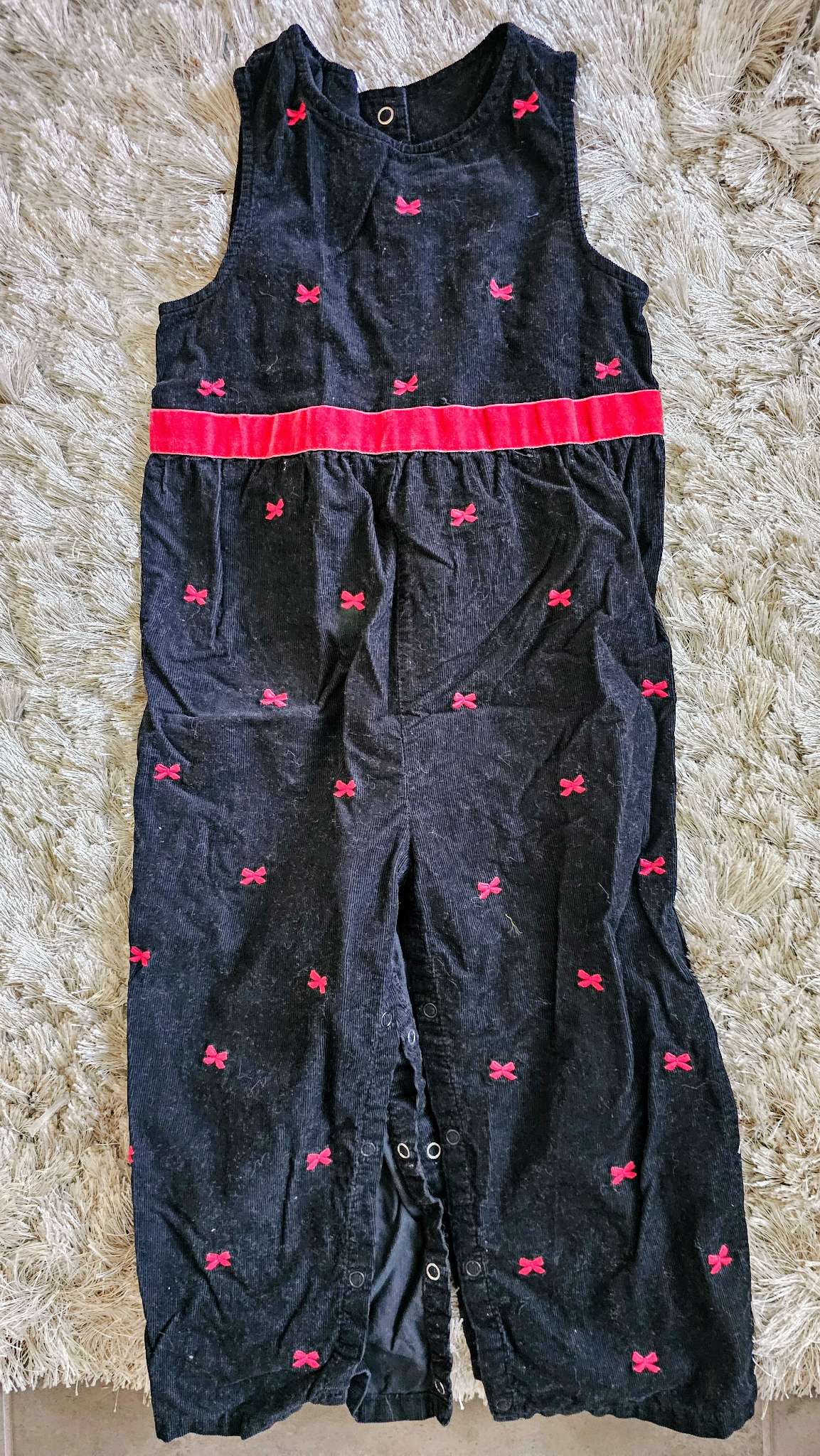 Gymboree Black Corduroy Bow Jumpsuit 100% Cotton (Size 3), Kids 3T