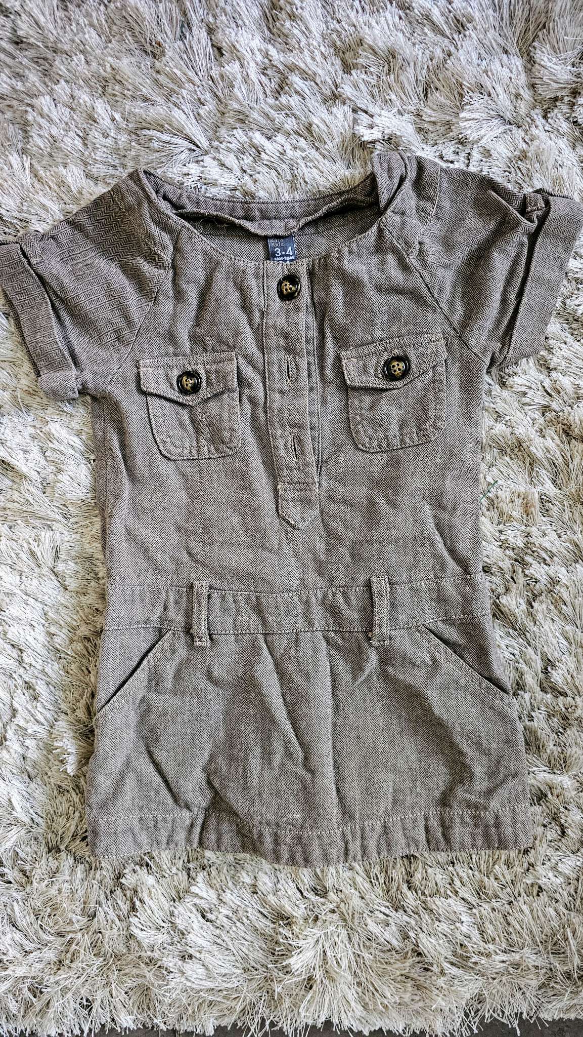 Zara Kids Girls Brown Herringbone Dress – size 3, Kids 3T