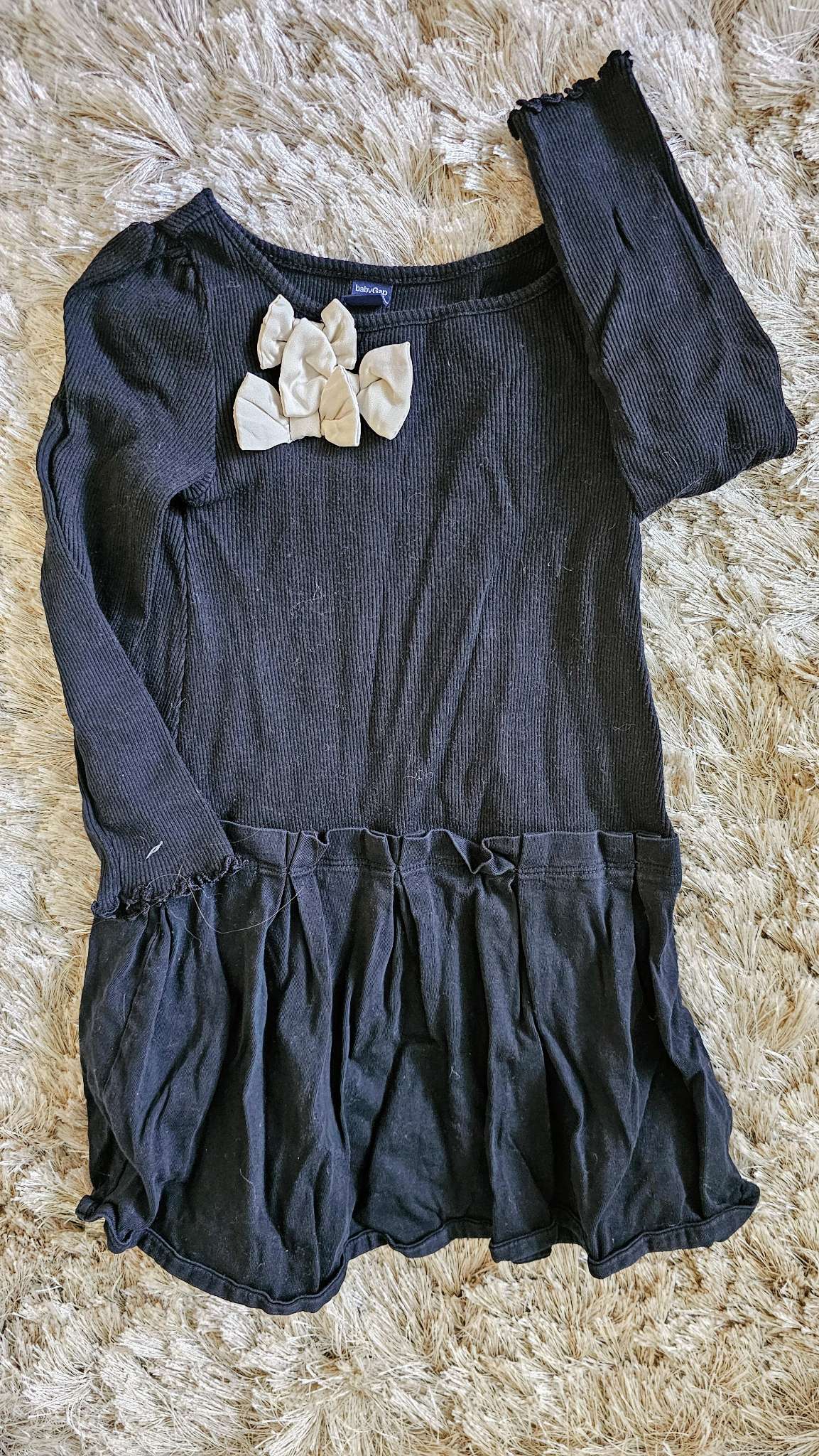 Gap Girls Black Ribbed Bow Dress – size 3, Kids 3T