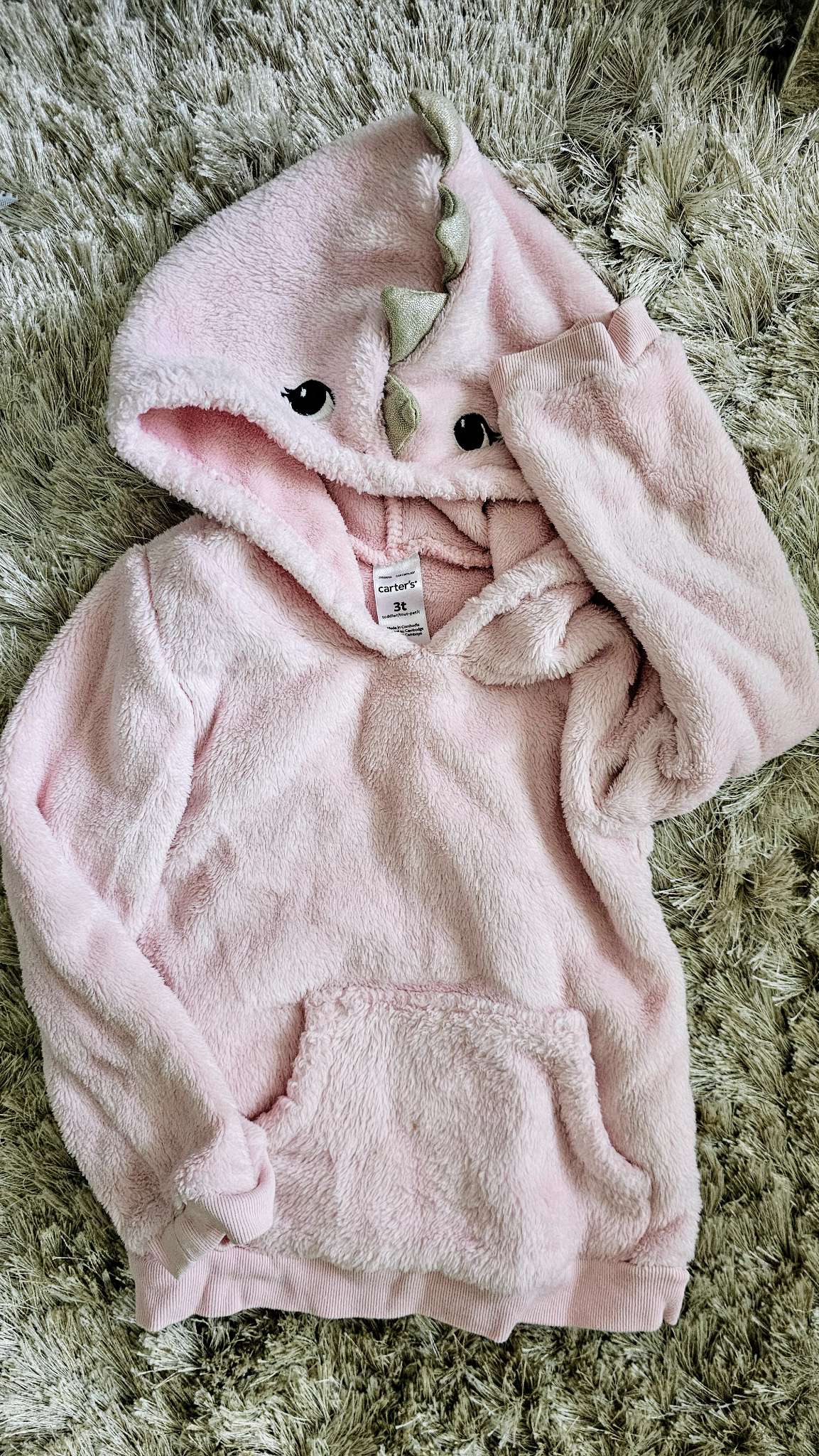 Carter's Girls Pink Dino Hoodie – size 3, Kids 3T