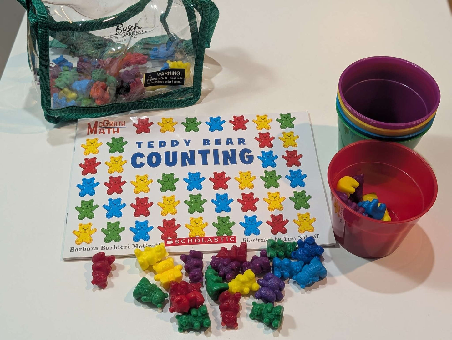 Teddy bear counters and book
