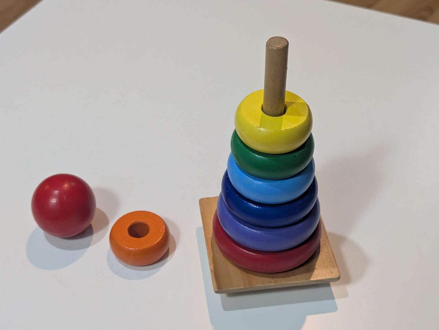 Wooden rainbow stacking toy