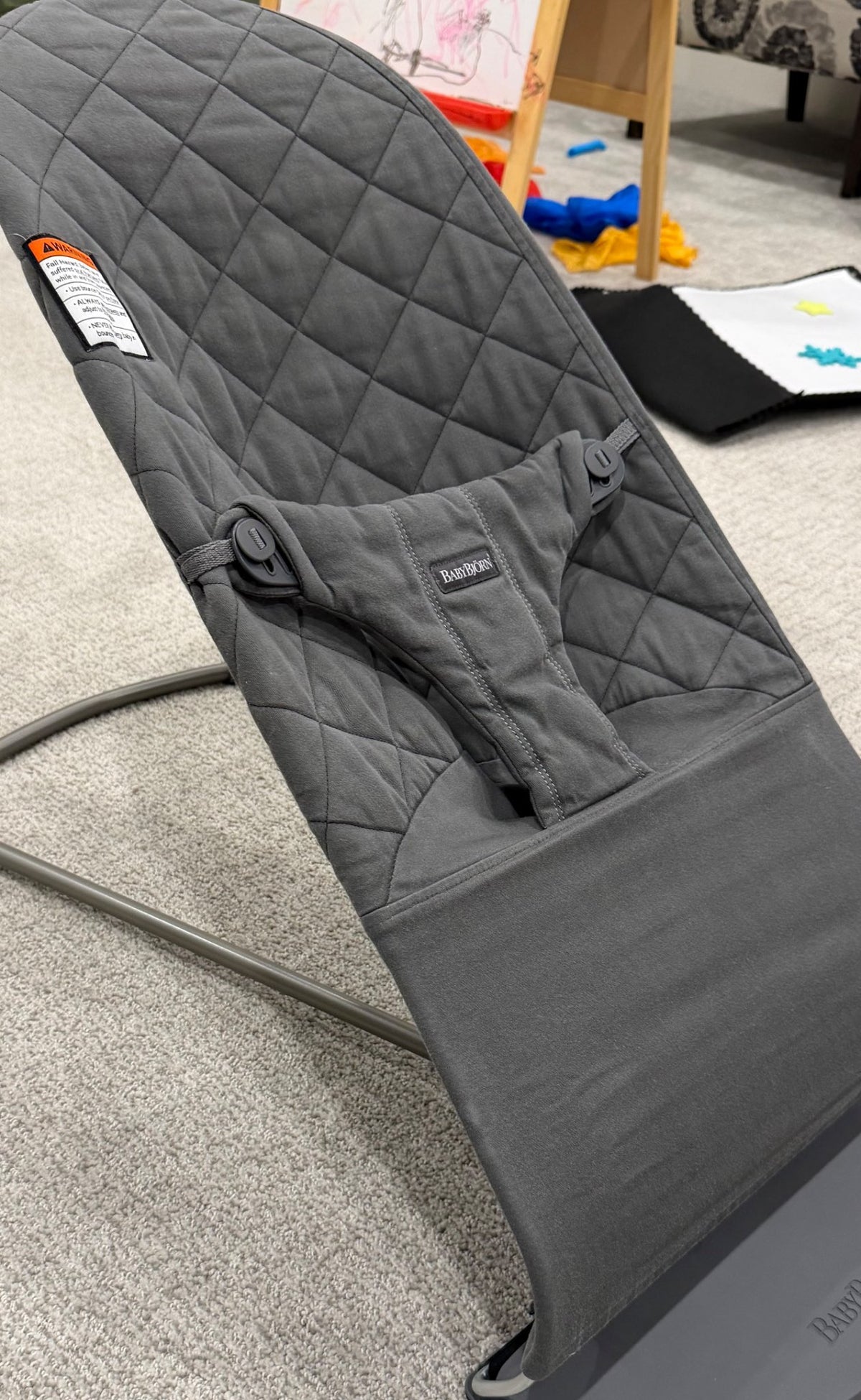 Babybjorn Bouncer Bliss Dark Grey Frame Classic Quilt Cotton Anthracite