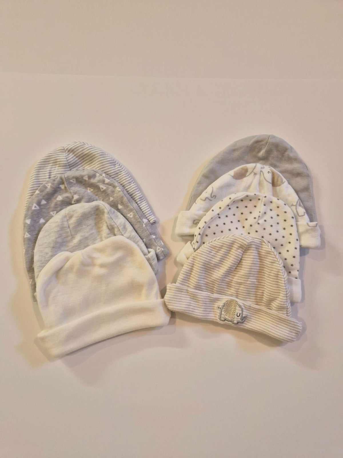 Lot of 8 Newborn Hats in Neutral Colors