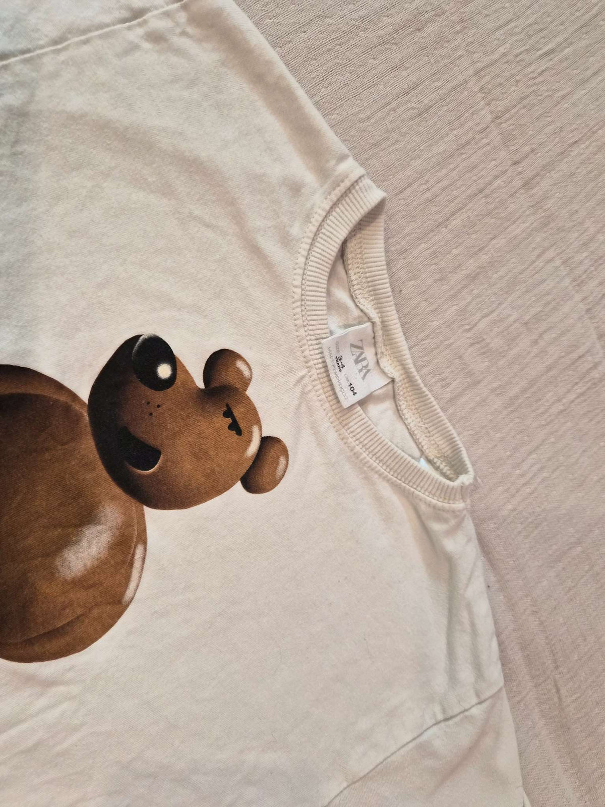 Size 3-4 Years (104 cm) - Zara Kids Off-White "Un-Bear-Ably Funny" Long Sleeve Shirt, Kids 3T