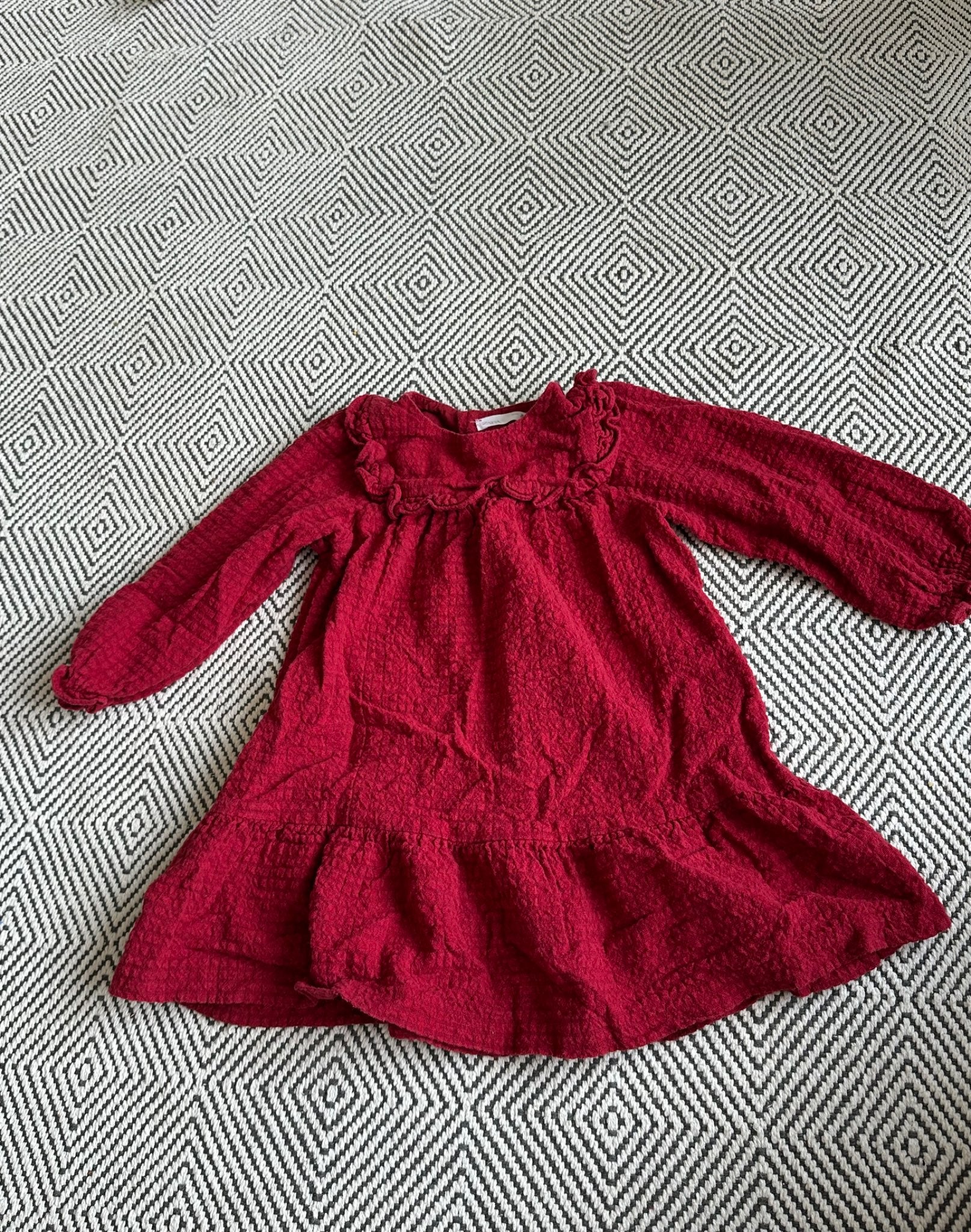 Zara Cotton red long sleeve dress, Kids 2T – Kids Fair