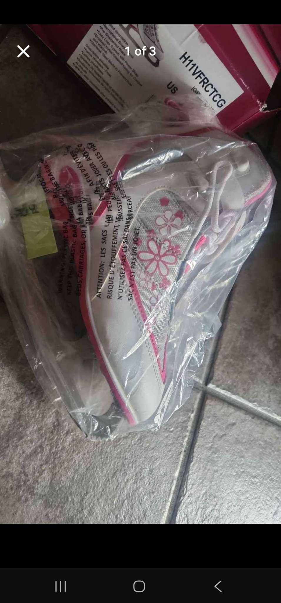 VIC Frost Recreational Ice Skates, Junior/Girls, White/Pink Size Y2, Shoes 2 (Kids:4-8yr)