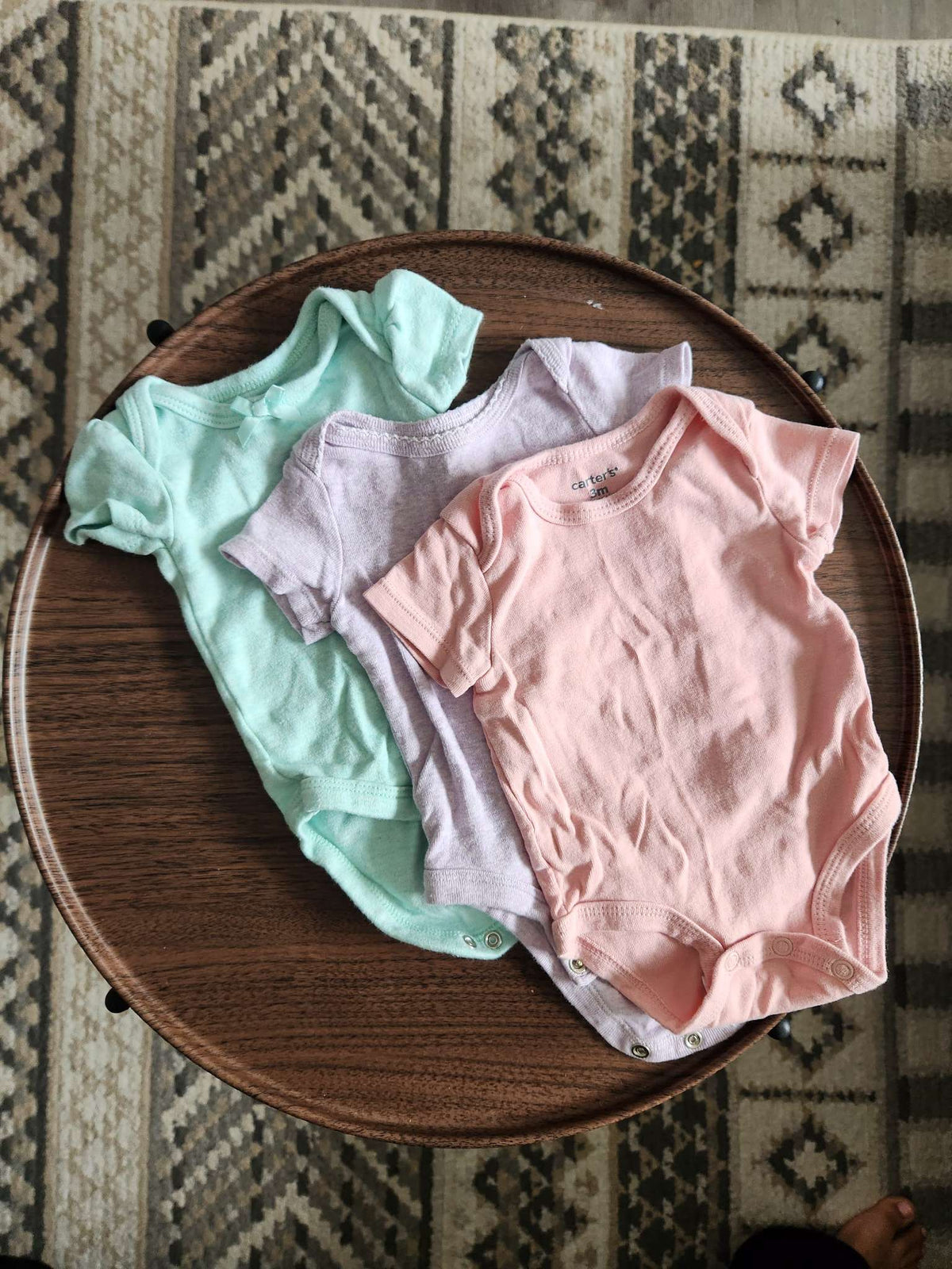 0-3 m green, purple, and pink onesies, Kids 3 Month (0-3M)