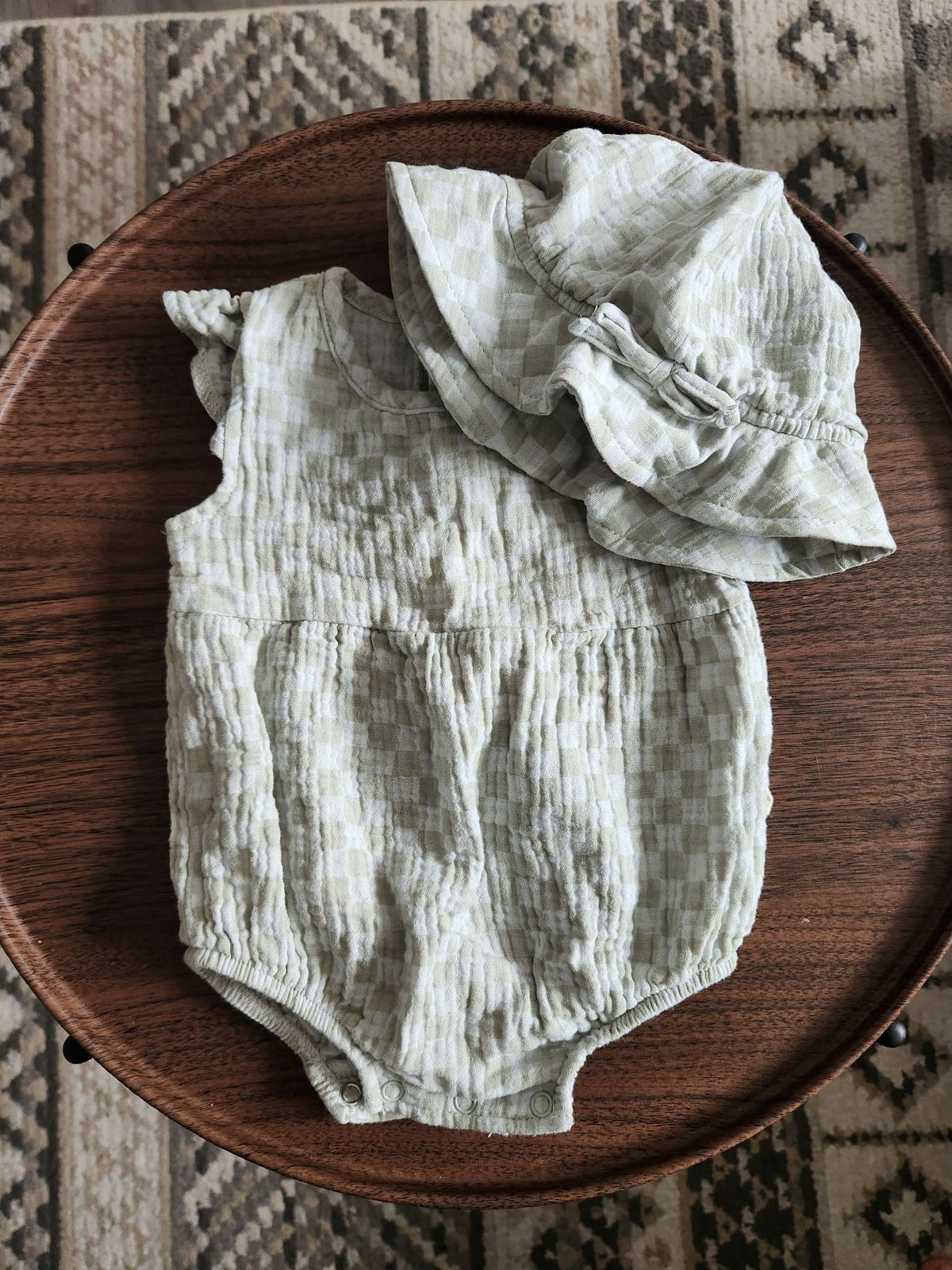Rabbit Bear Green Checked Set 3-6m, Kids 6 Month (3-6M)