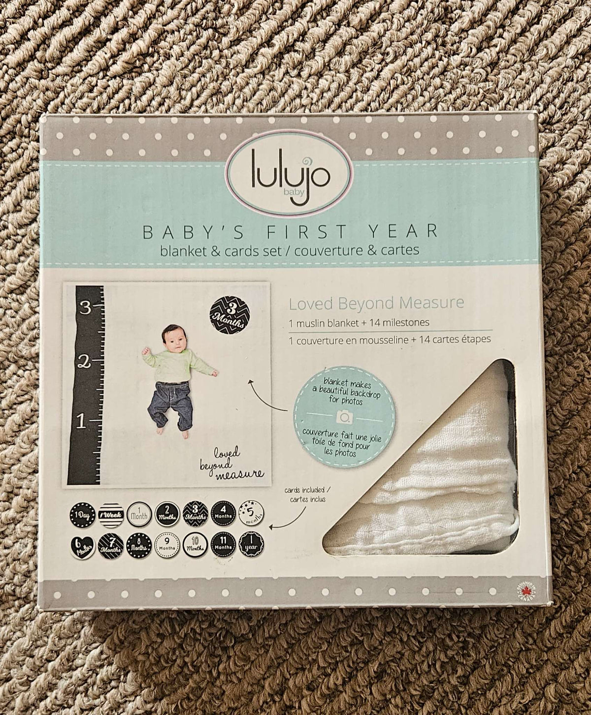 Baby's first year blanket and card set