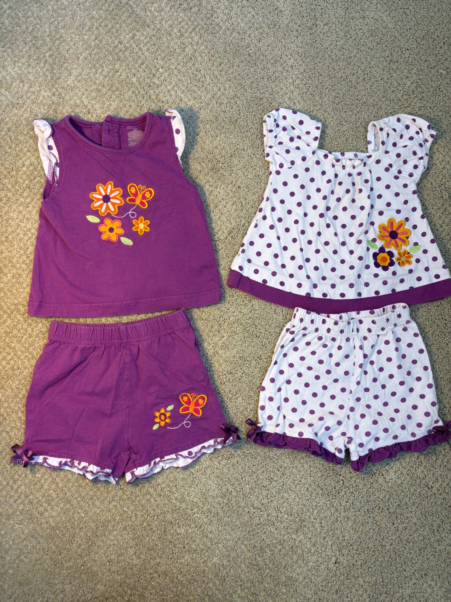 Two purple summer short outfits 3-6 months , Kids 6 Month (3-6M)