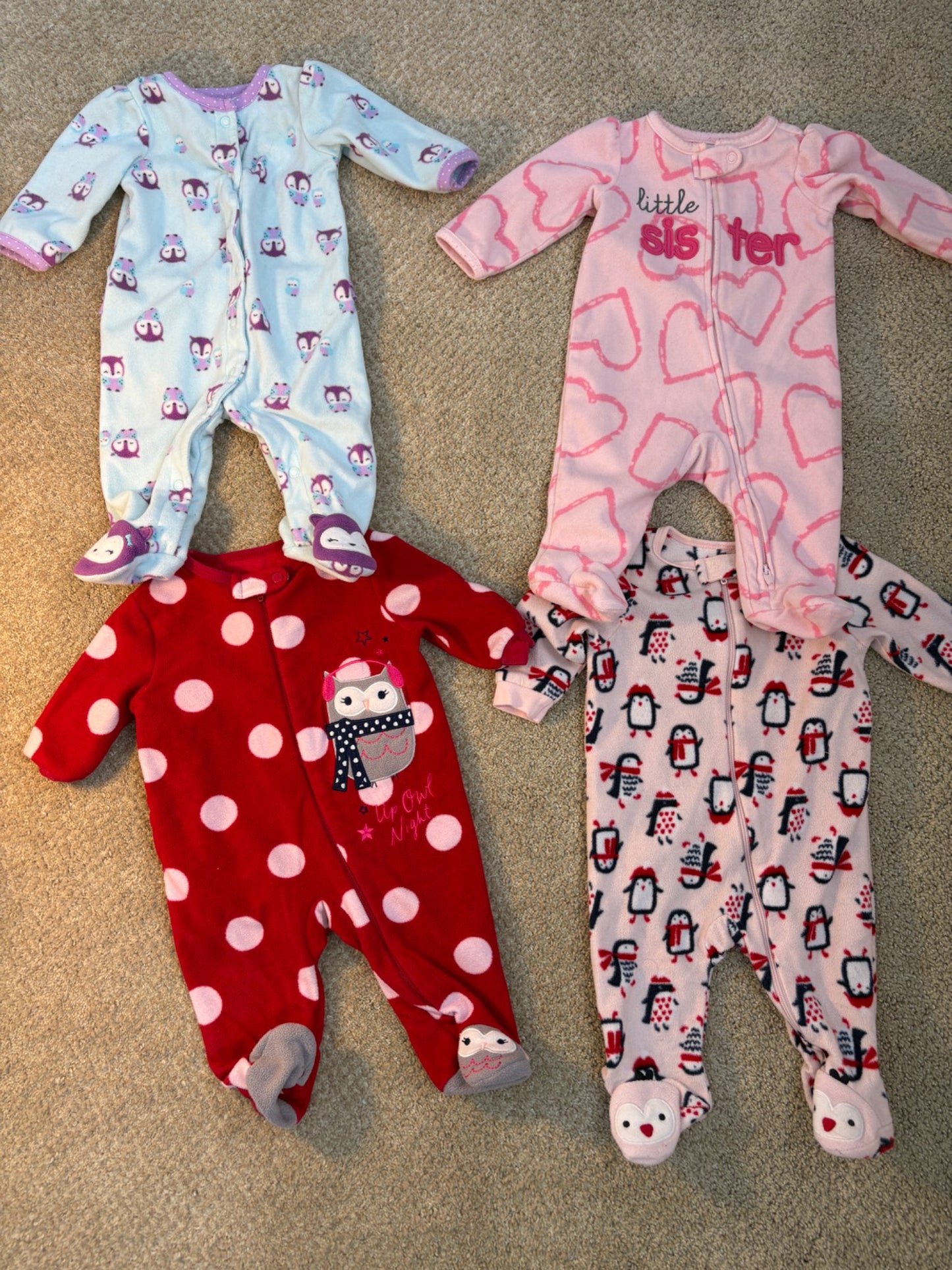 0-3 month fleece pajama bundle , Kids 3 Month (0-3M)