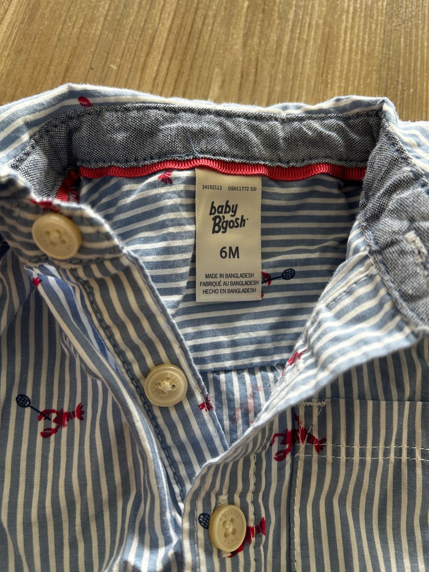 Lobster striped collard onesie, Kids 6 Month (3-6M)