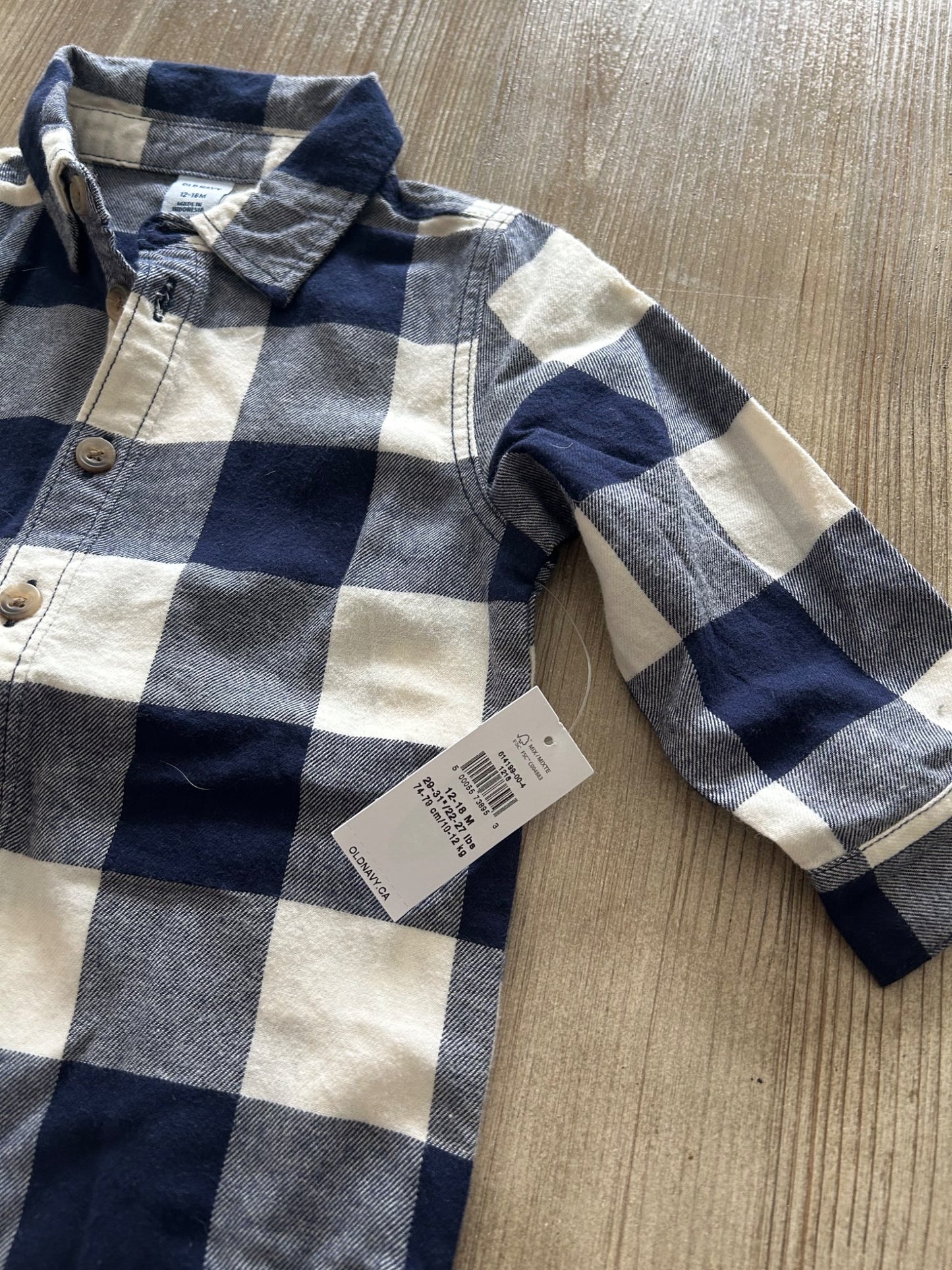 Plaid collared onesie, Kids 18 Month (12-18M)