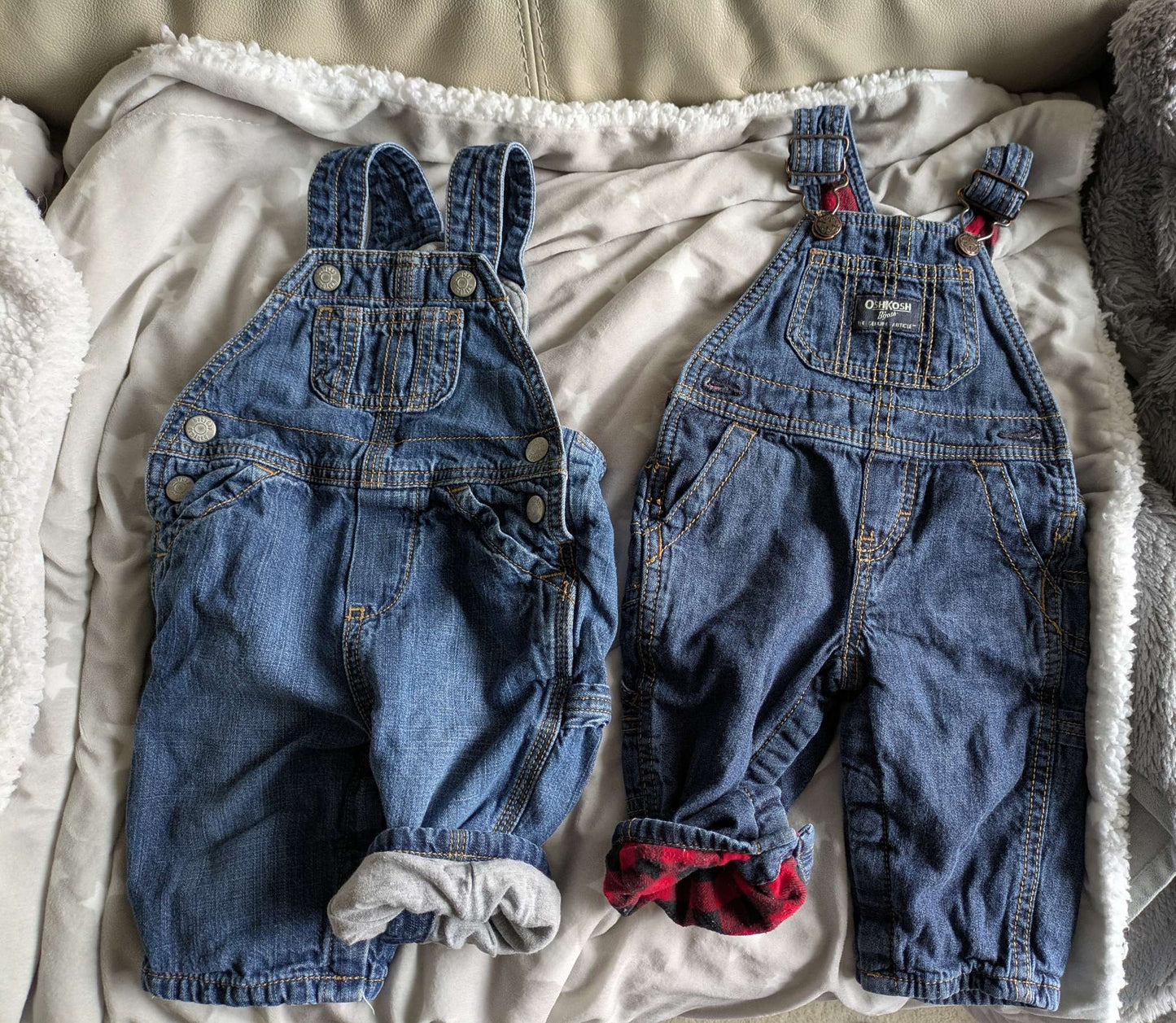 Oshkosh and baby gap lined overalls, Kids 6 Month (3-6M)