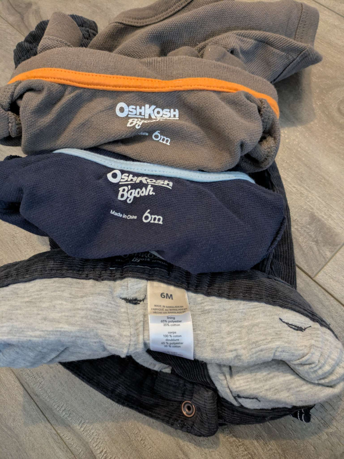 2 polo short sleeve onesies and a pair of lined corduroy pants pants , Kids 6 Month (3-6M)