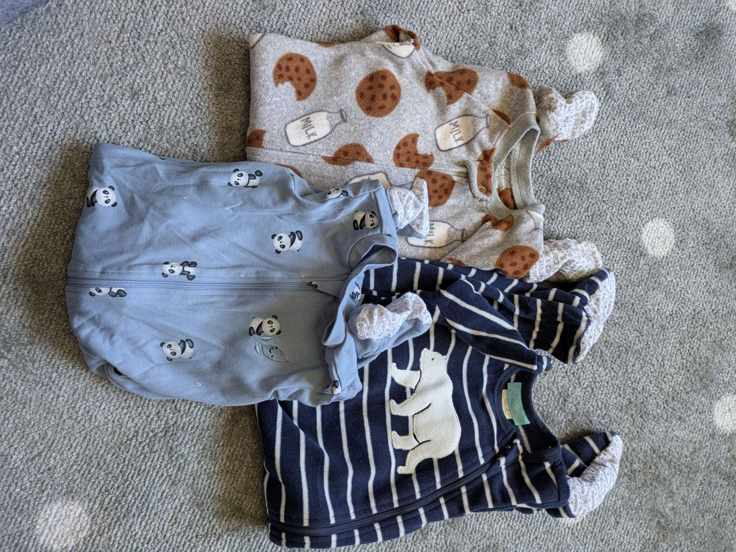 3 pairs of pj's - 2 fleece, Kids 12 Month (9-12M)
