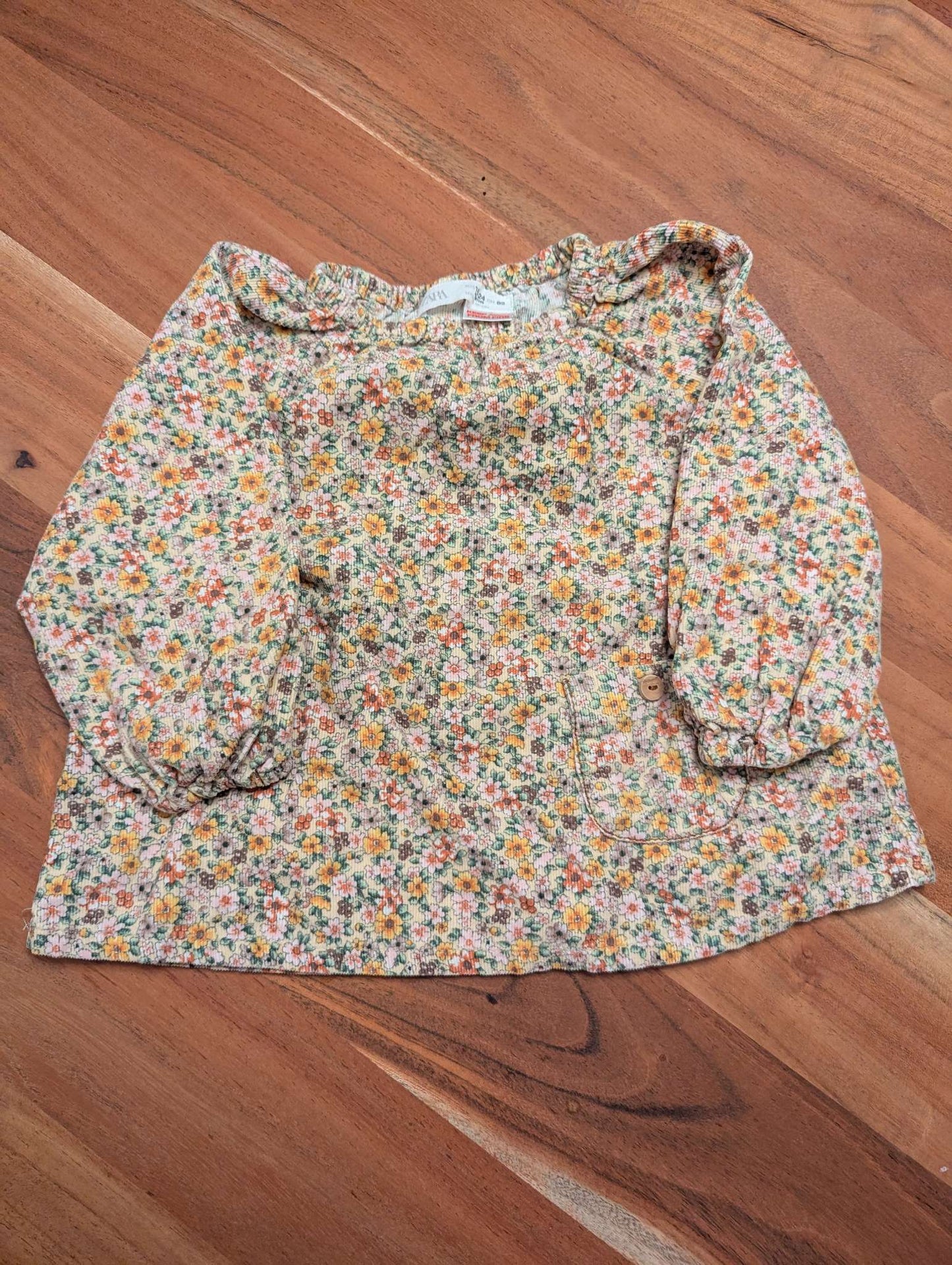 Zara shirt floral 9-12 months , Kids 12 Month (9-12M)
