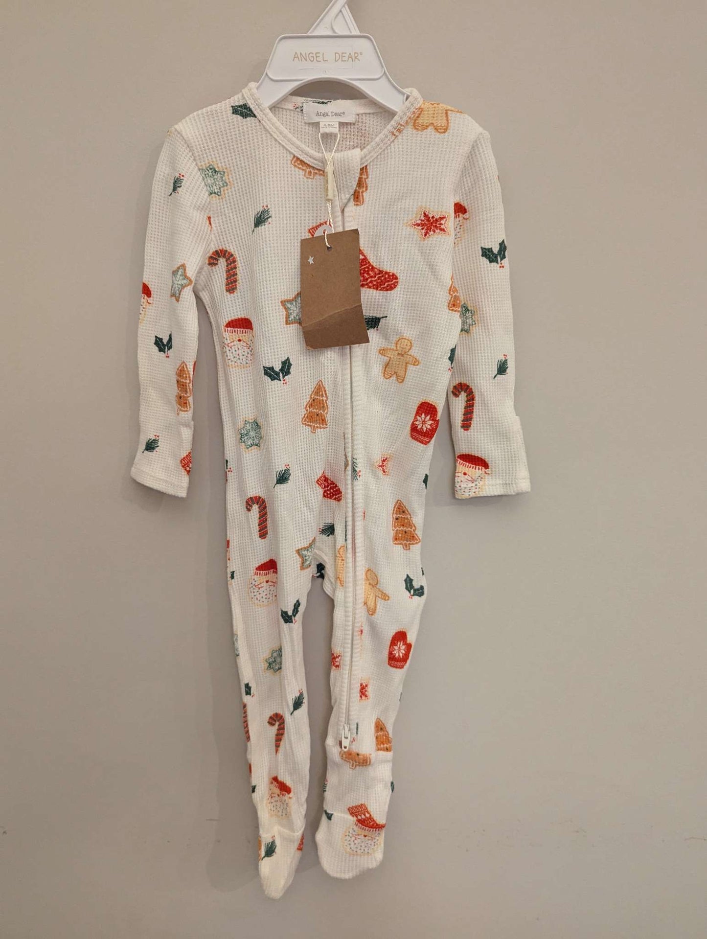 Angel dear Christmas waffle footie nwt 6-9 months , Kids 9 Month (6-9M)