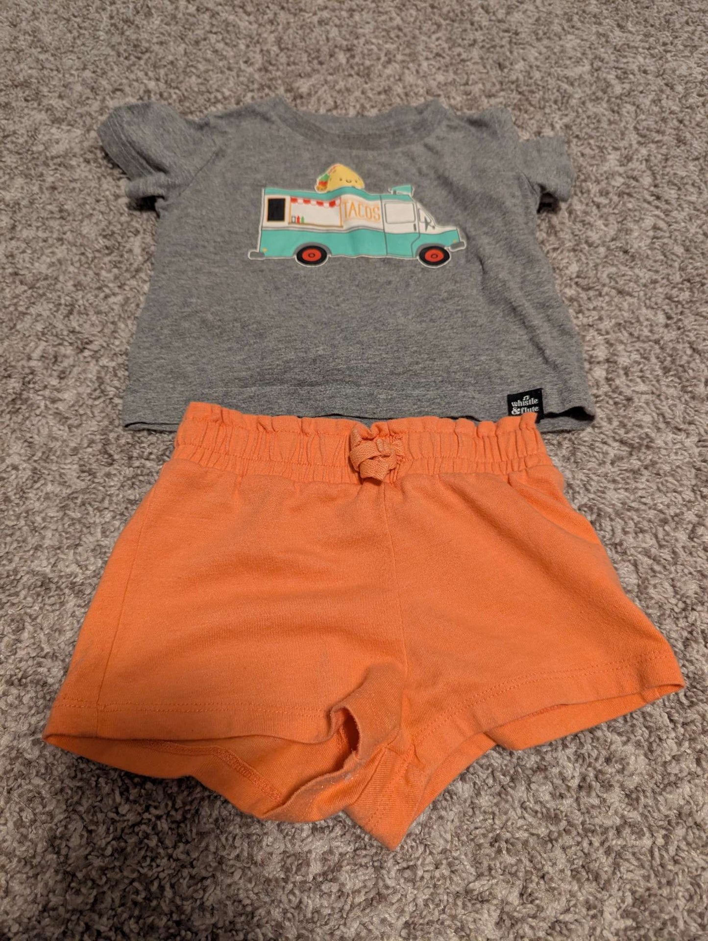 Whistle and flute outfit taco shirt and children place shorts , Kids 12 Month (9-12M)