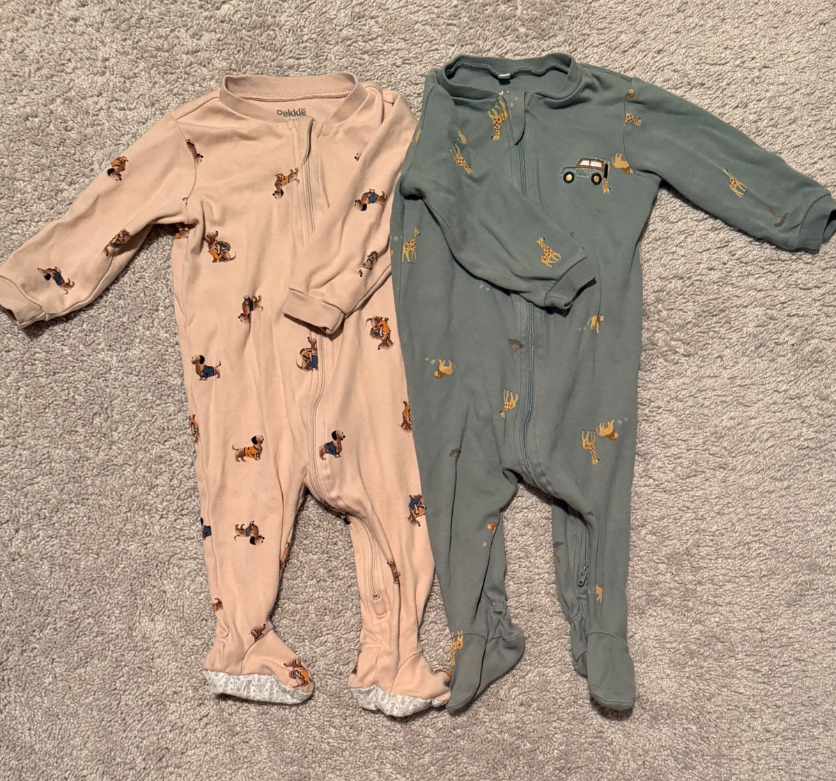 Set of 2 Pekkle Footed Onesies (9 Months), Kids 9 Month (6-9M)