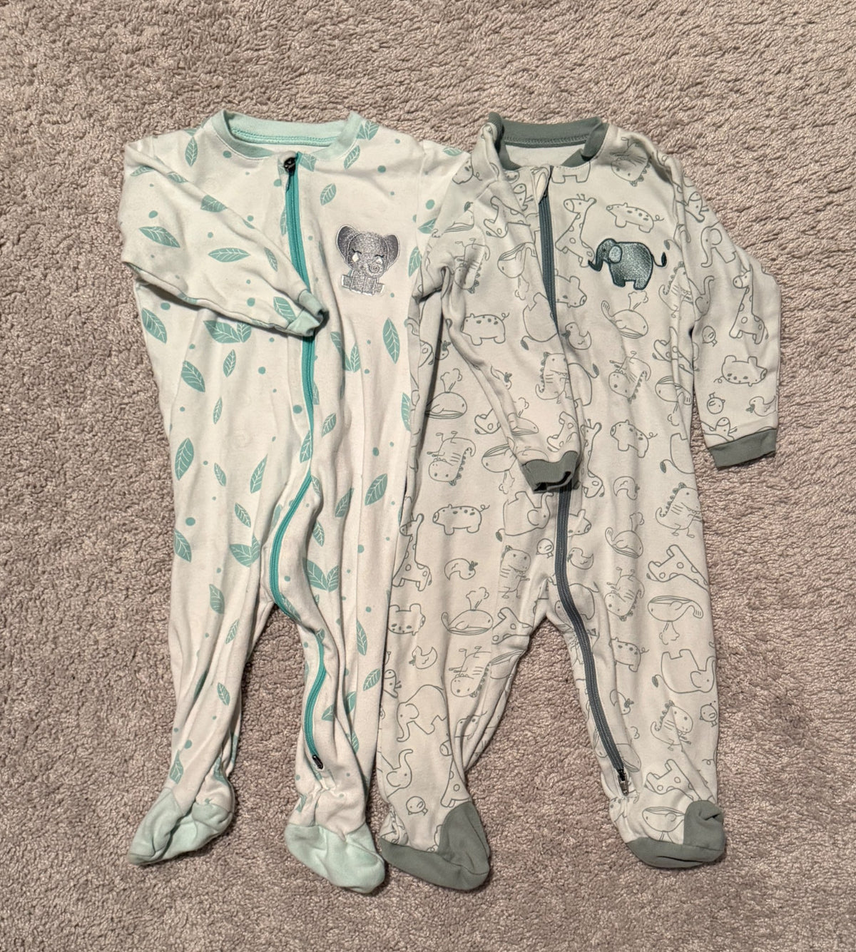 Set of 2 Tuffy Elephant Onesies (9 Months), Kids 9 Month (6-9M)