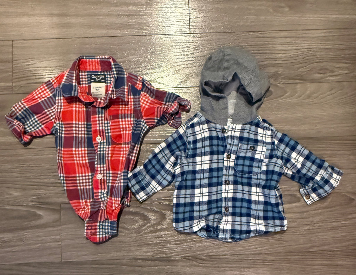Carters Plaid Tops - 3 Months, Kids 3 Month (0-3M)