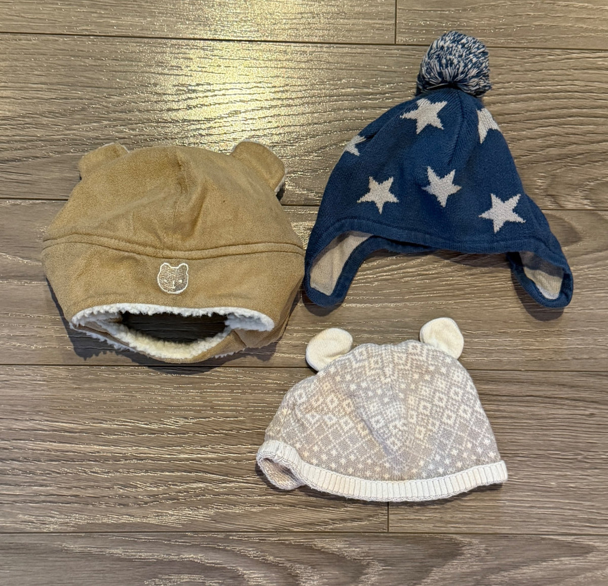 Set of 3 Winter Hats for 0-6 Months, Kids 3 Month (0-3M)