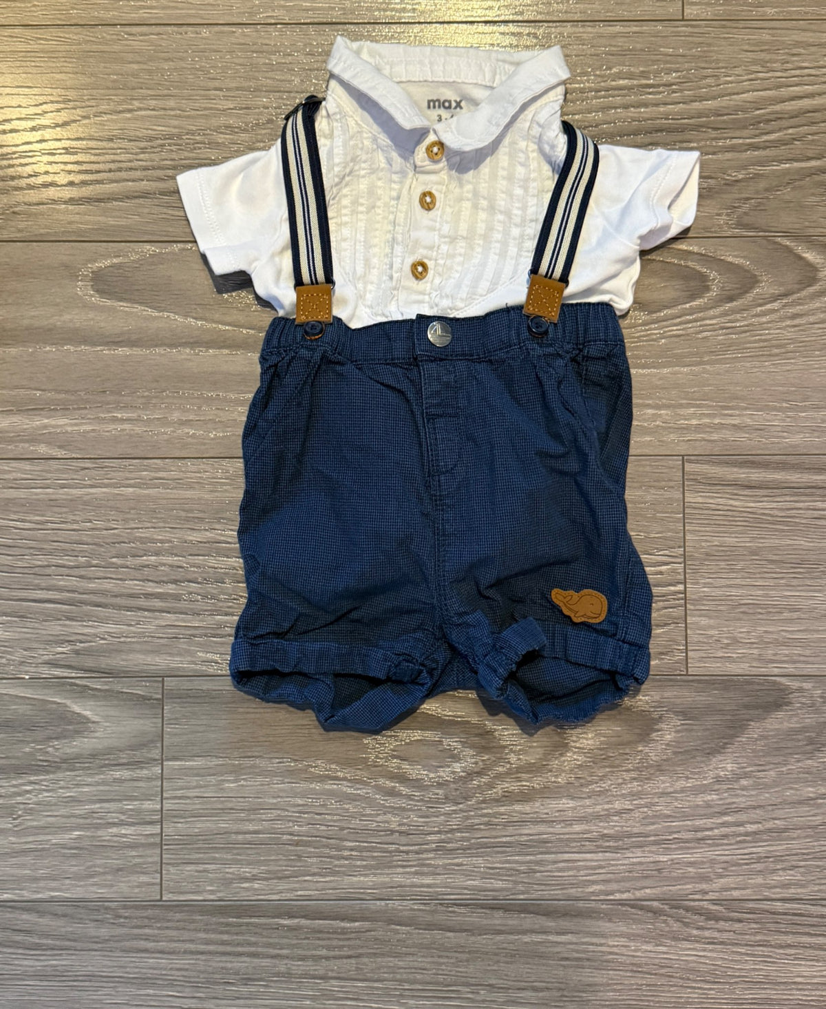 Shorts, Shirt, and Suspenders Outfit (3-6 Months), Kids 6 Month (3-6M)