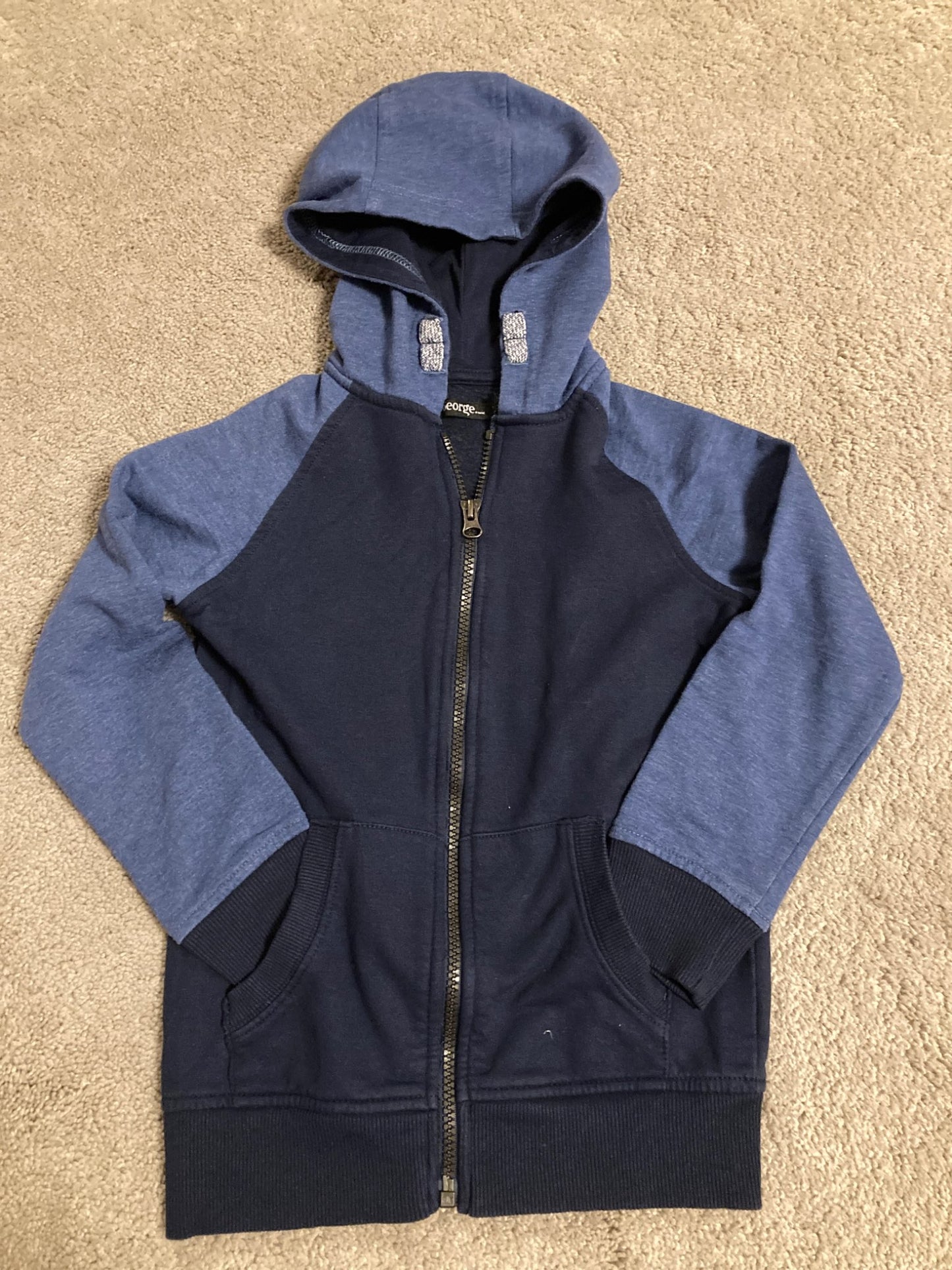 Blue Zip Front Hoodie - George size S (6), Kids 6/6X (extra small)
