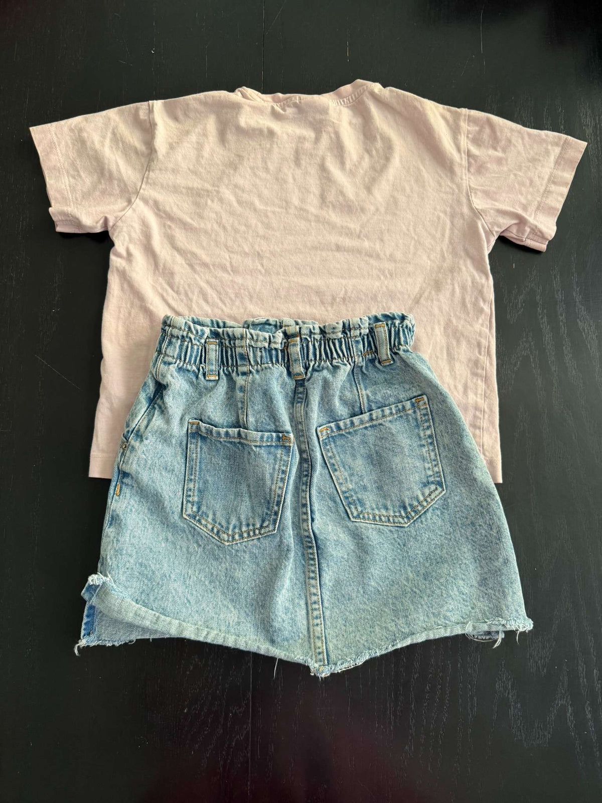 Zara Girls Denim Skirt & Zara Cotton Baby Pink Shirt Size 6/7 (103), Kids 7