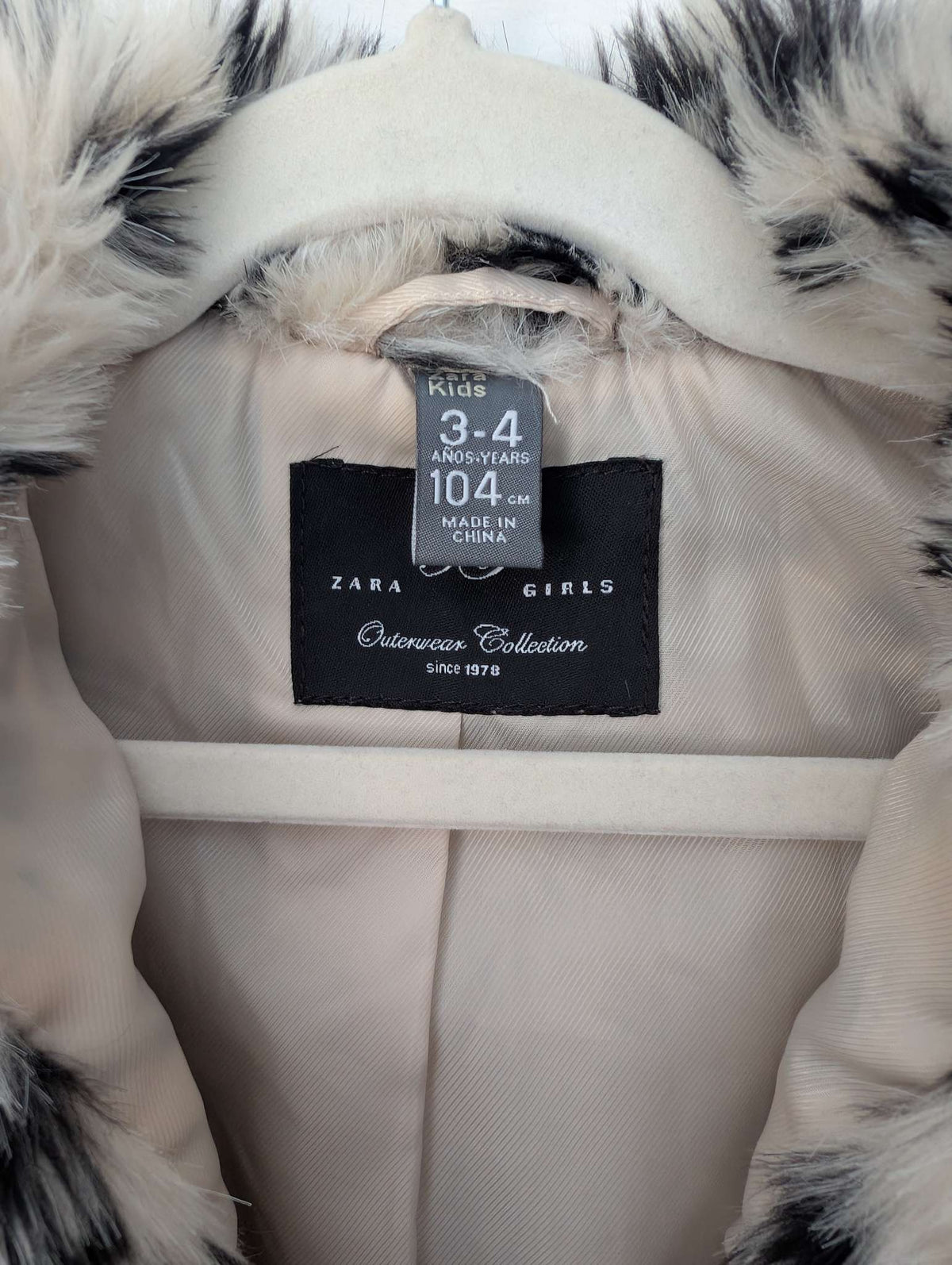 Zara Kids 3T - 4T Animal Print Faux Fur Plush Mid Length Jacket. Like New., Kids 3T