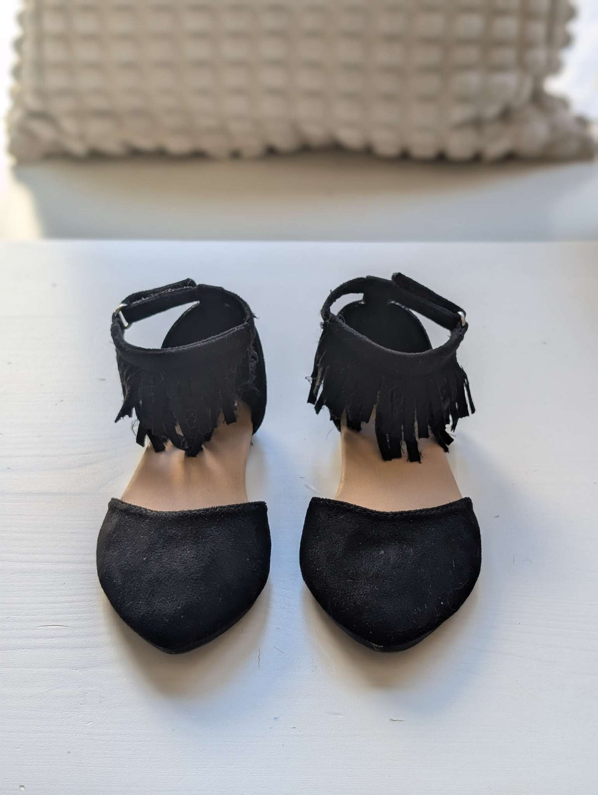 toddler Girl vegan suede ankle fringe dress shoes, size 6, Shoes 6 (Walkers:12-24 mth)