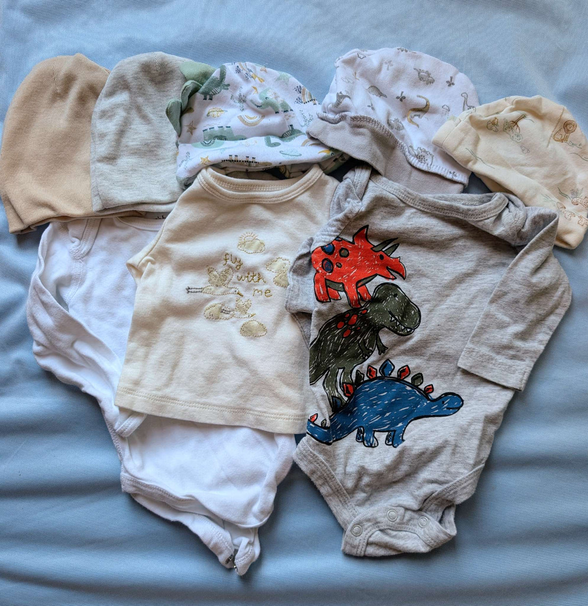Boys Long sleeve Onesie and Shirt with Hats (Mixed. Bundle) (0-3M), Kids 3 Month (0-3M)