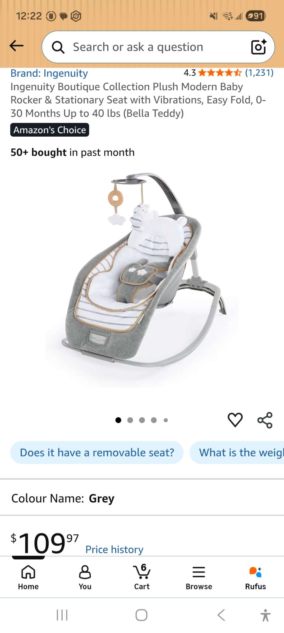 Ingenuity Baby Rocker (0-30 months)