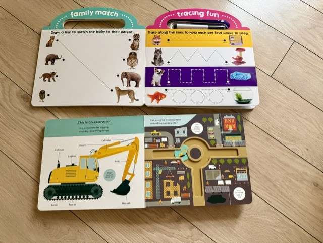 Bundle of 2 books (Building site book and Preschool fun write and wipe book) ( Age 2 - 5)